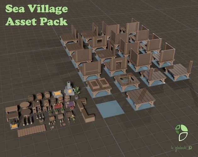 Sea Village Asset Pack Low-poly 3D model