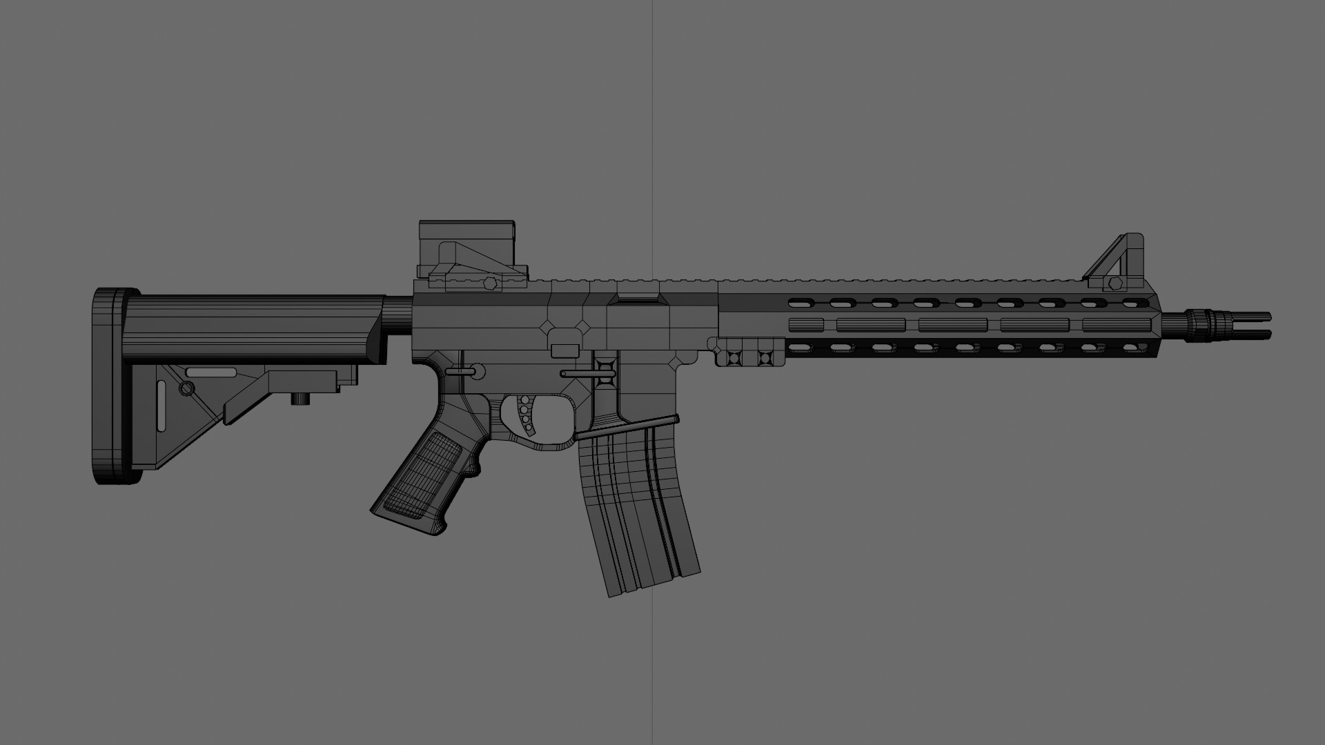 Automatic carbine Low-poly 3D model_6