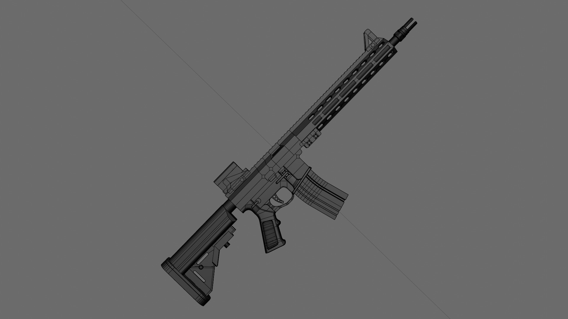 Automatic carbine Low-poly 3D model_5