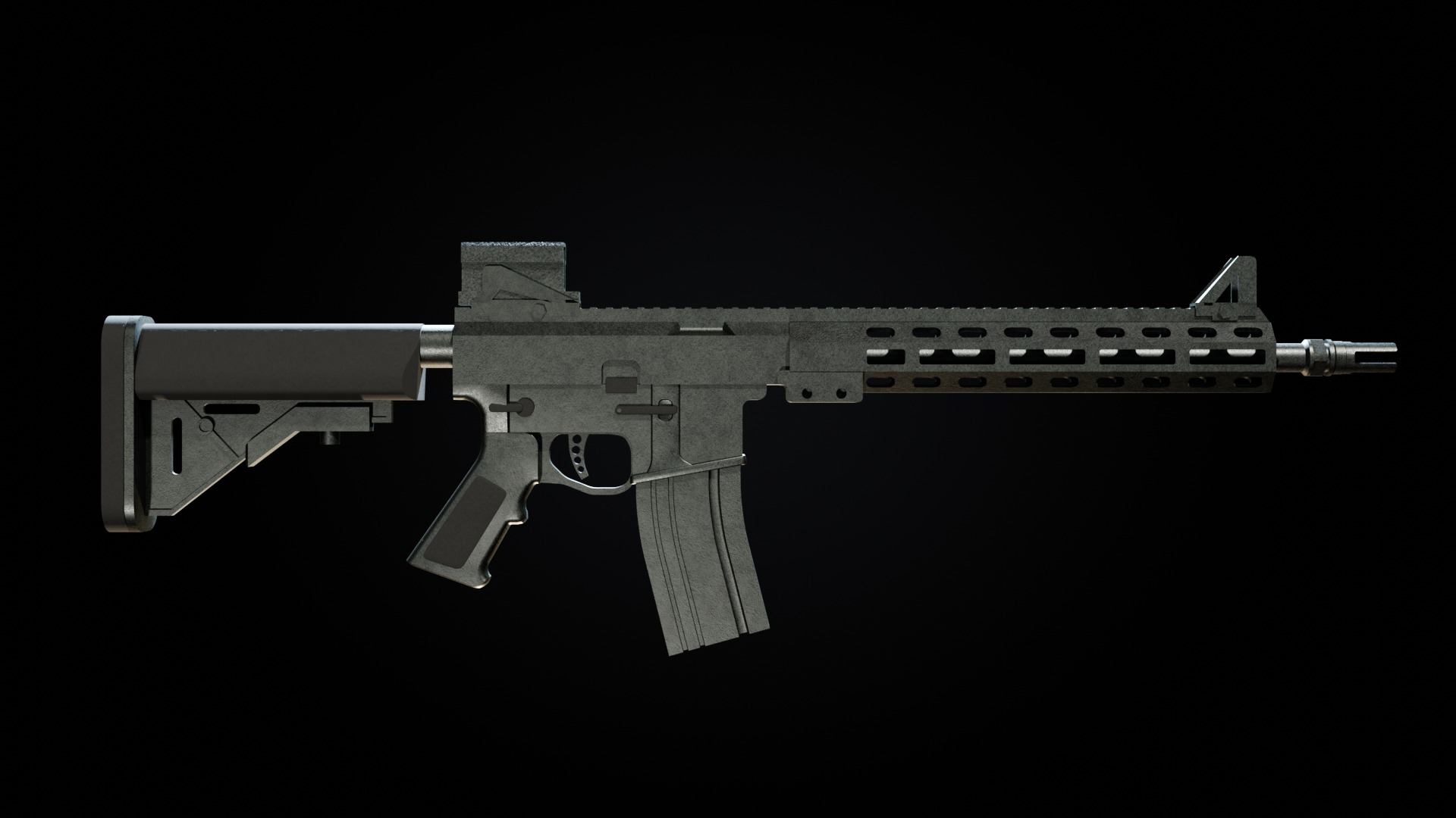 Automatic carbine Low-poly 3D model_1