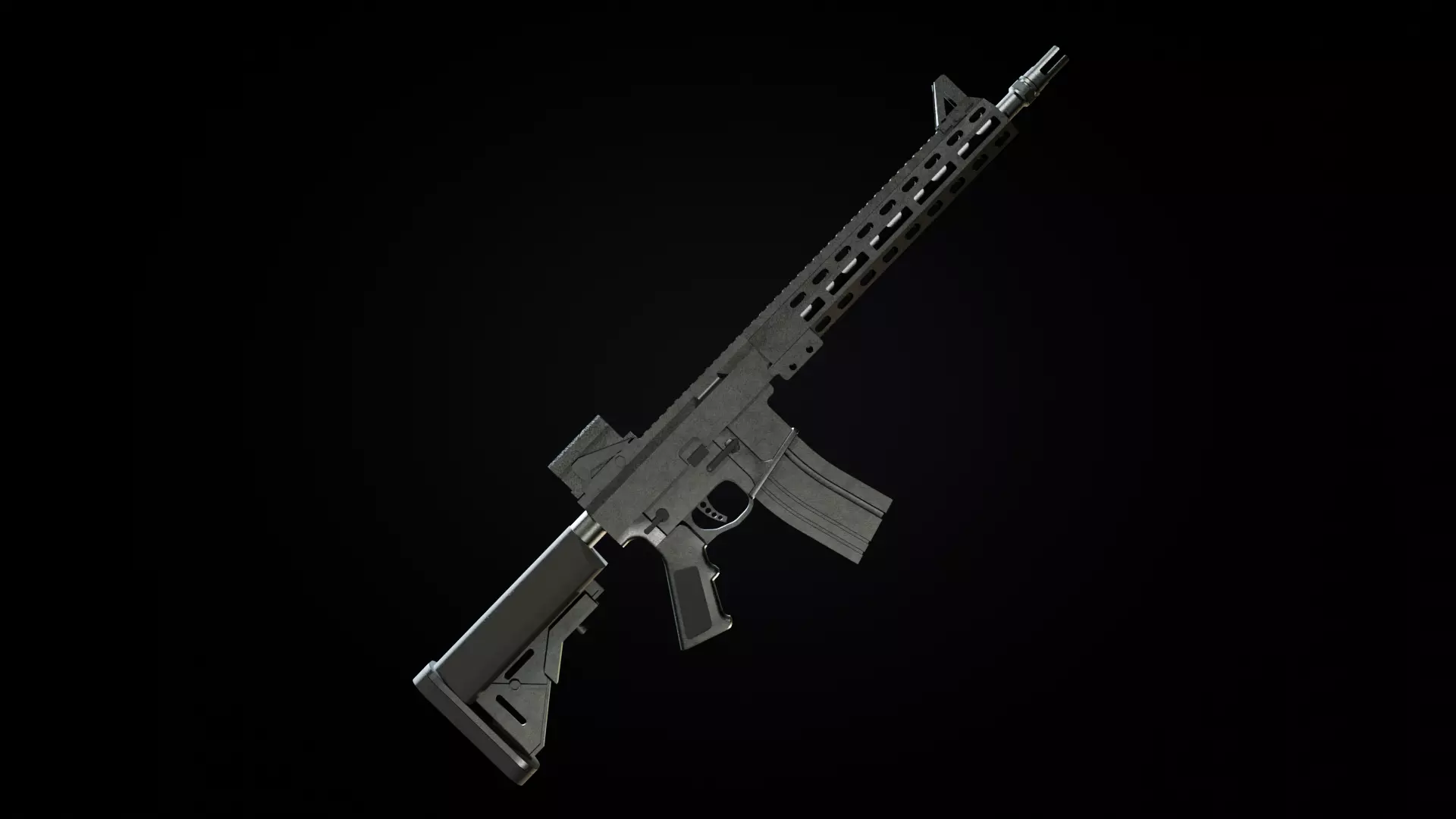 Automatic carbine Low-poly 3D model_0