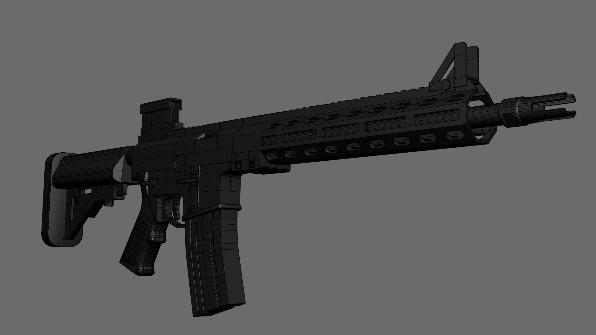 Automatic carbine Low-poly 3D model_7
