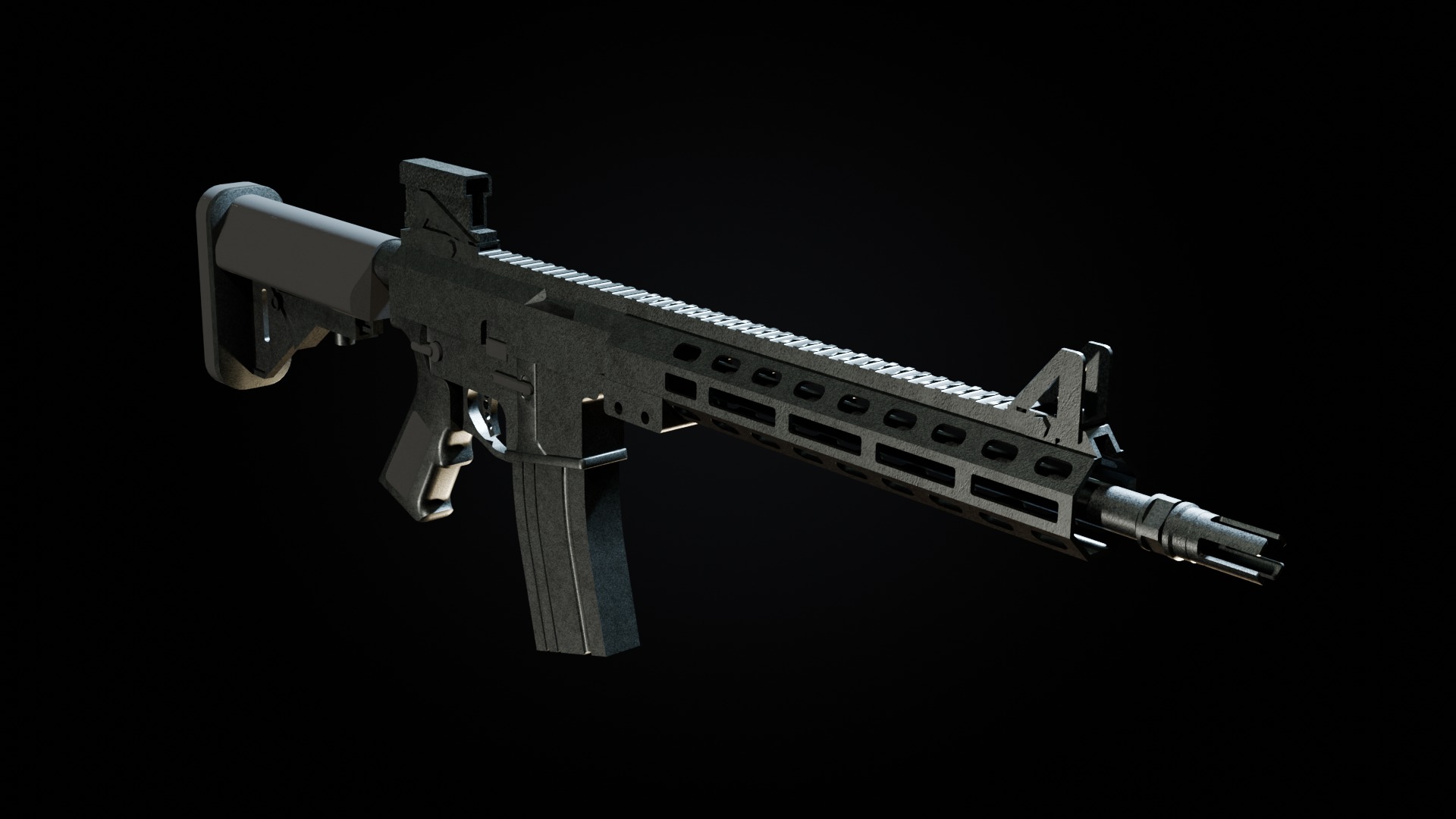 Automatic carbine Low-poly 3D model_3