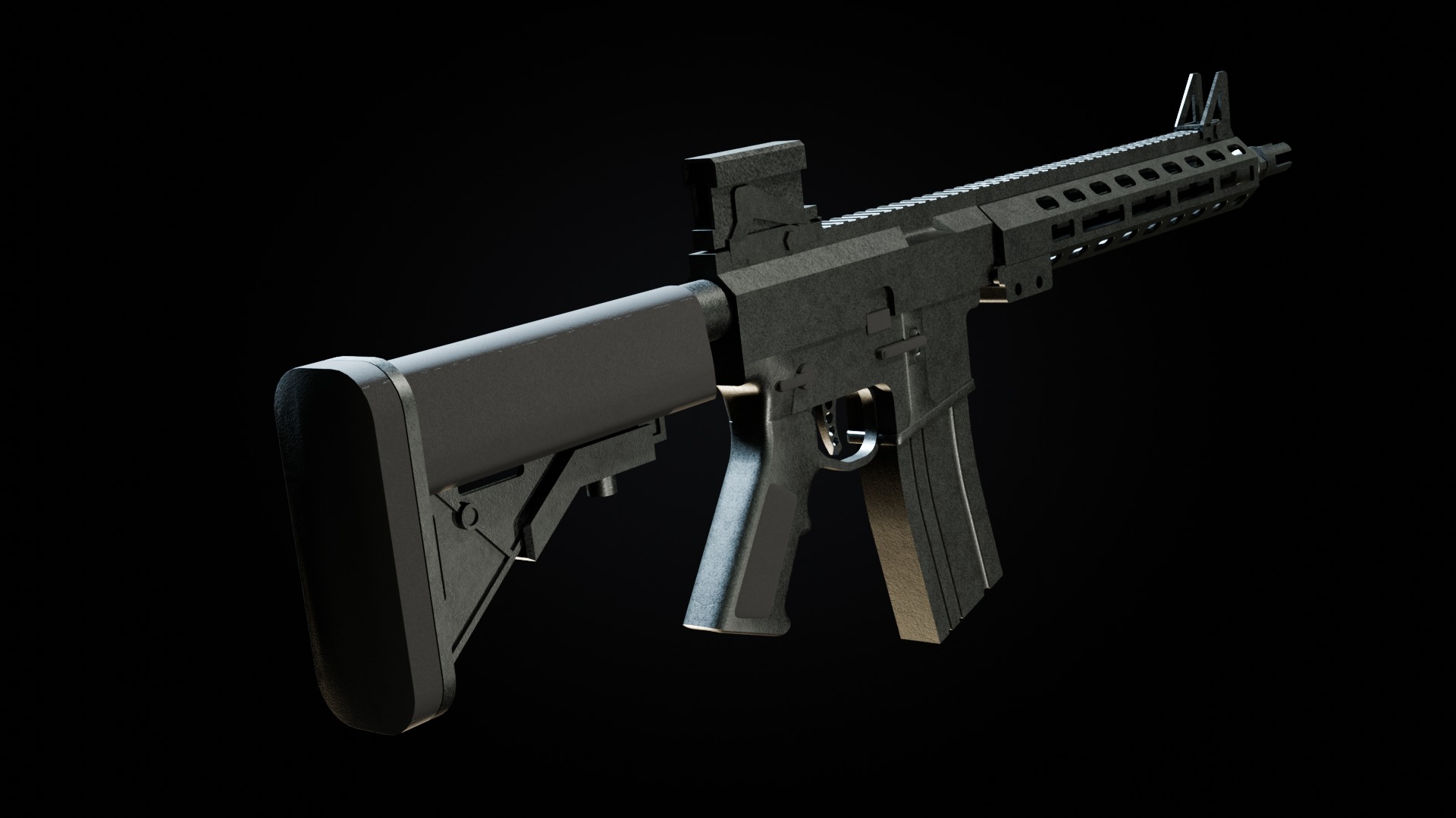 Automatic carbine Low-poly 3D model_4