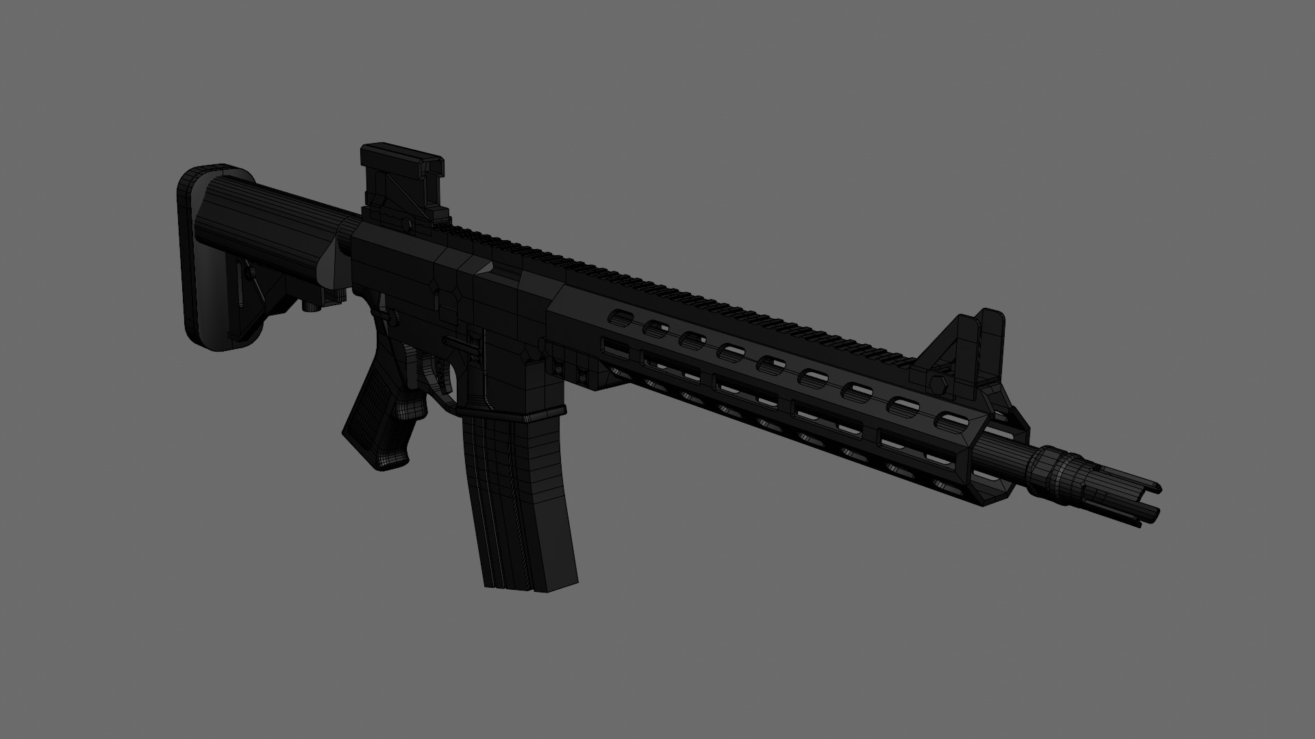 Automatic carbine Low-poly 3D model_8