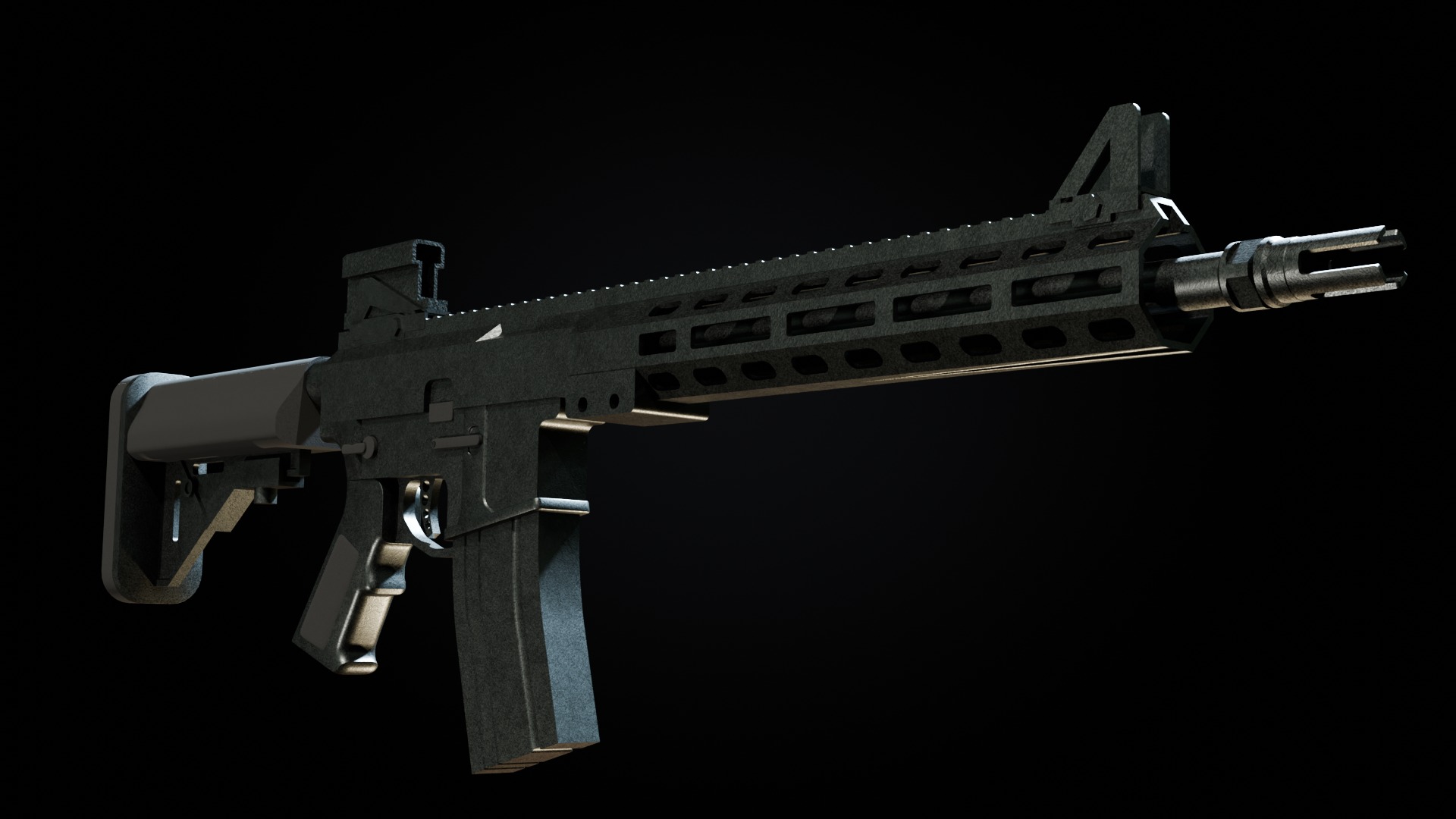 Automatic carbine Low-poly 3D model_2
