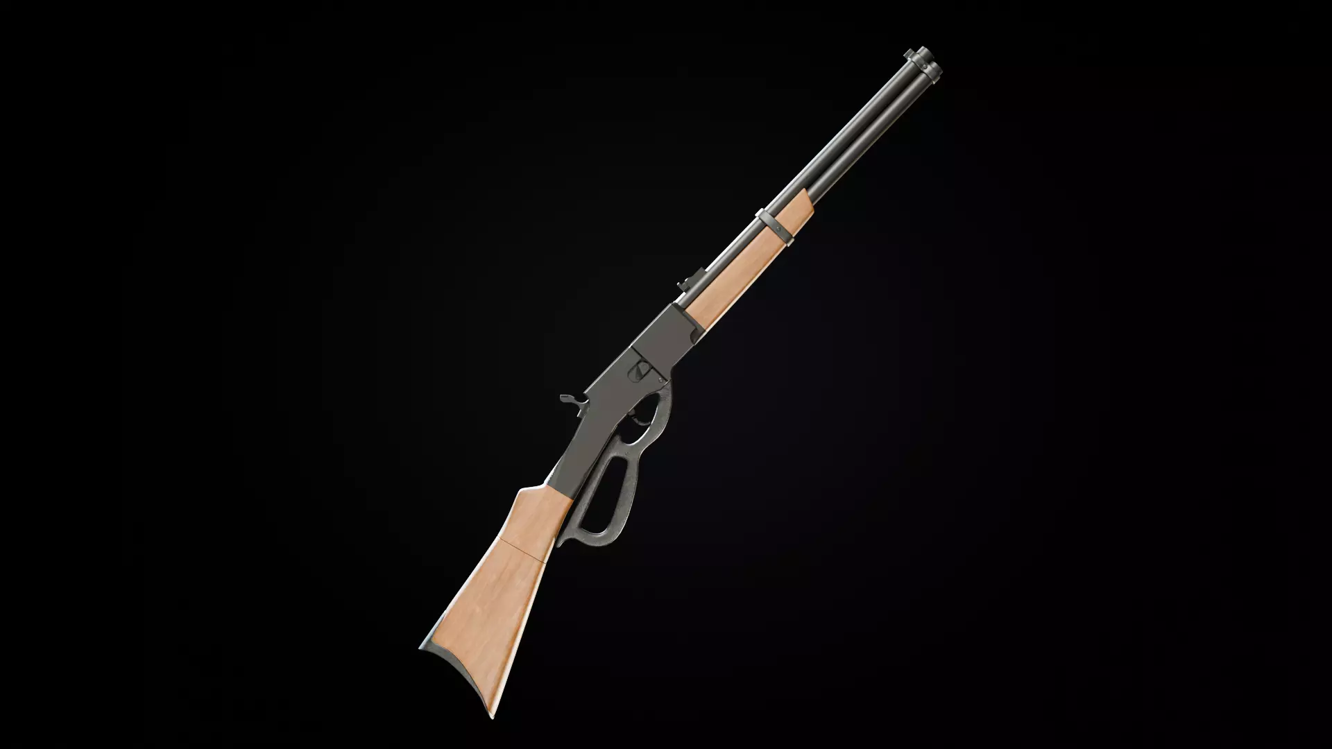 Lever action rifle Low-poly 3D model_0