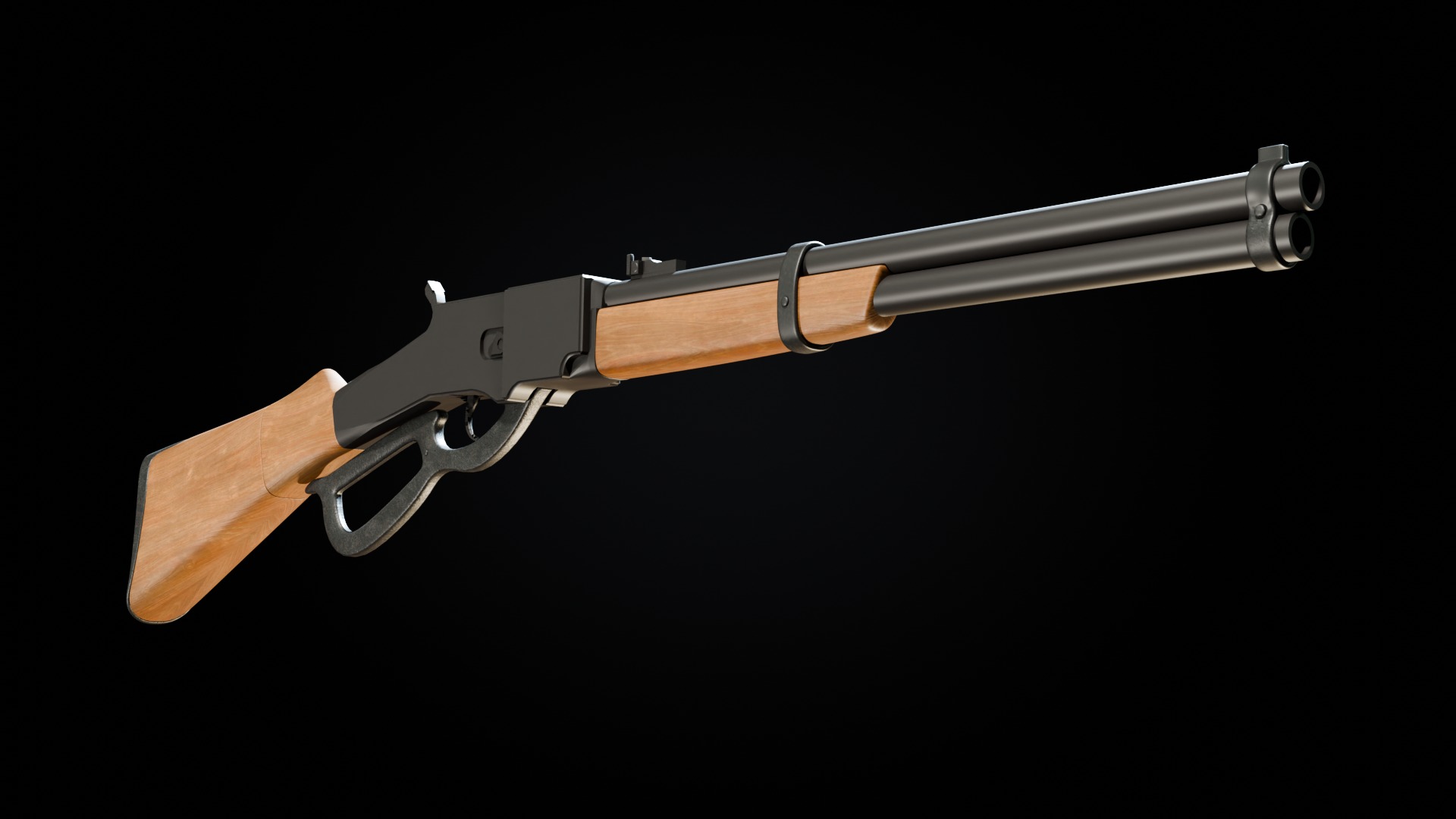 Lever action rifle Low-poly 3D model_3