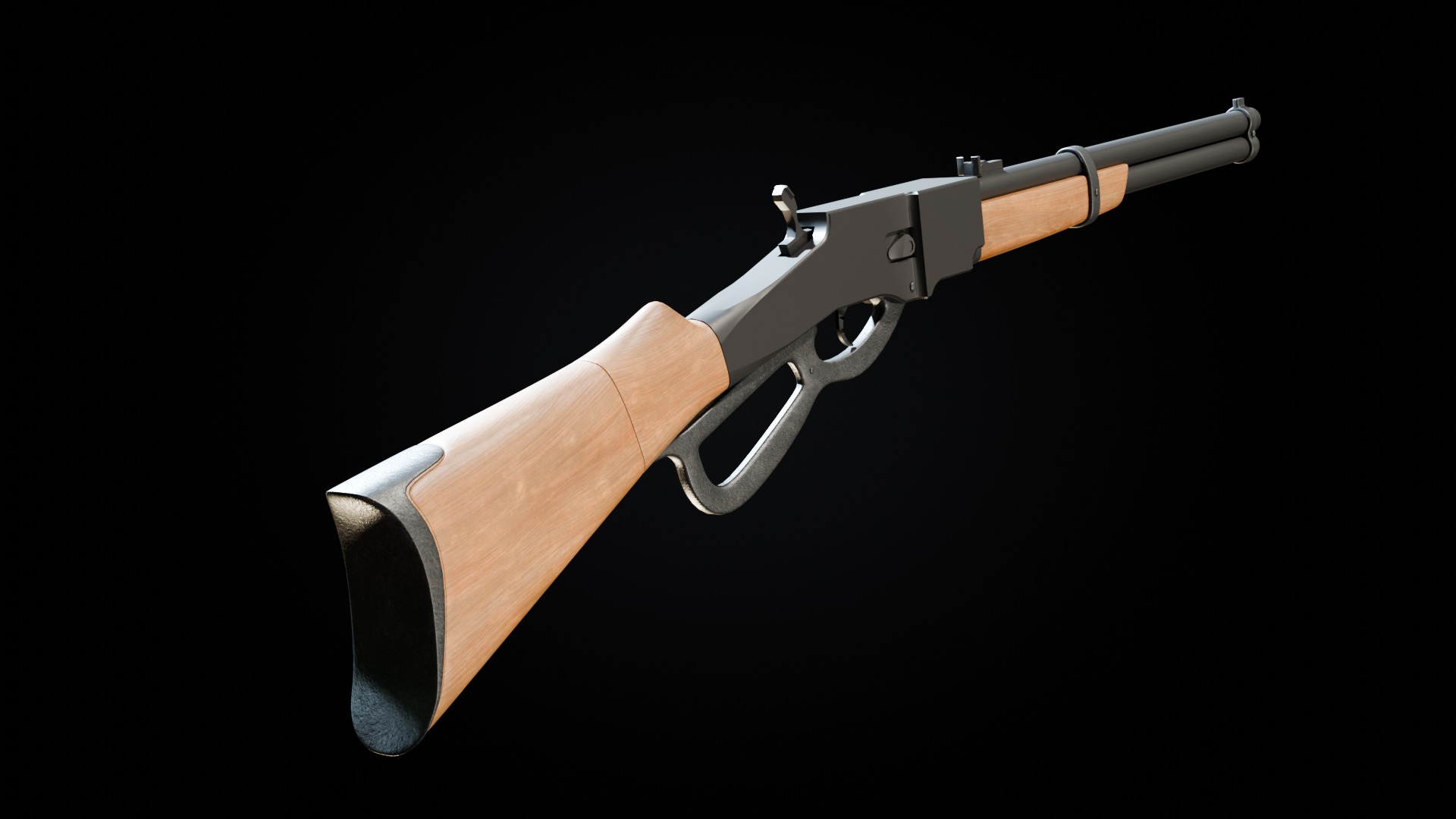 Lever action rifle Low-poly 3D model_4