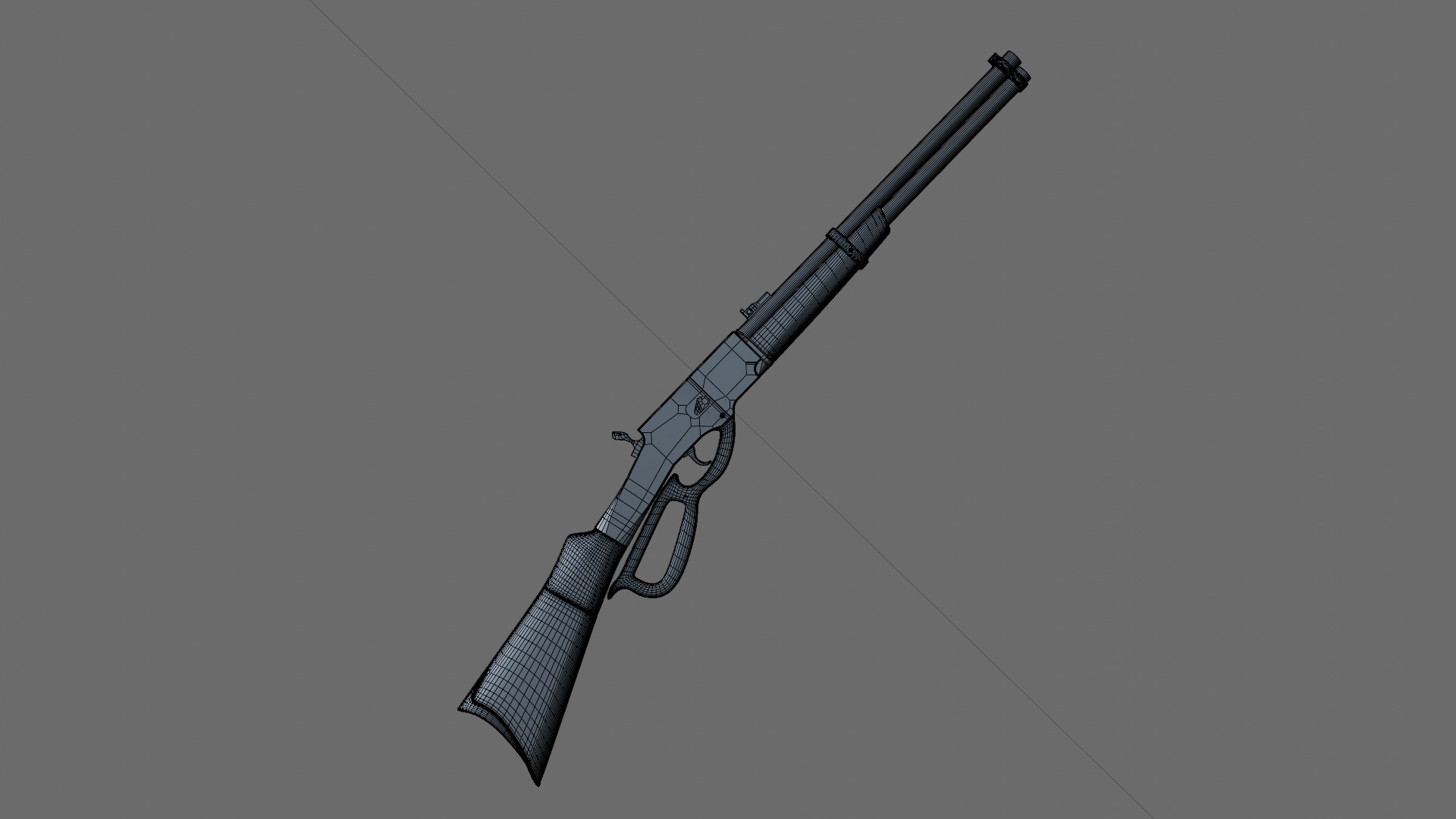 Lever action rifle Low-poly 3D model_6