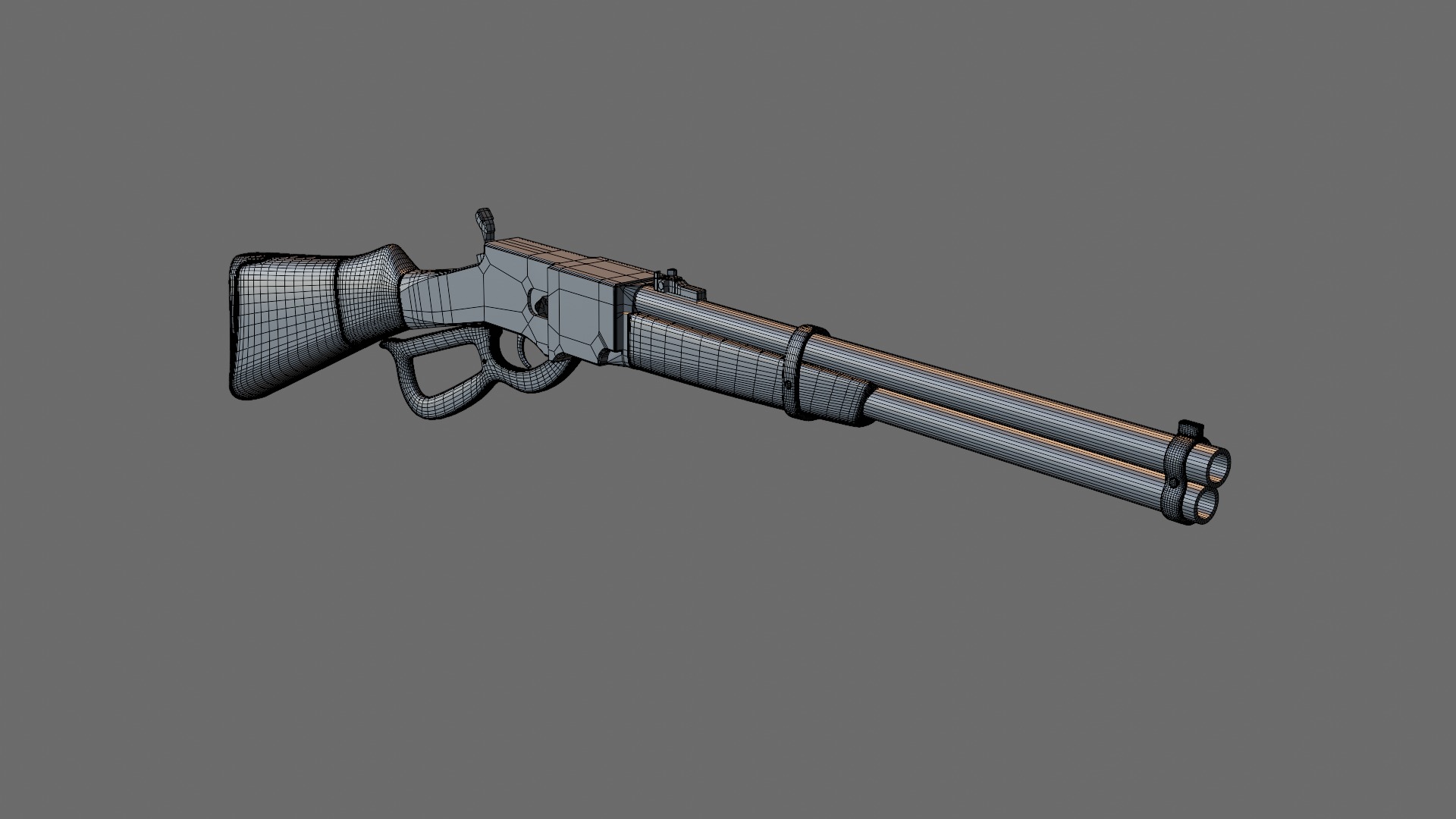 Lever action rifle Low-poly 3D model_8