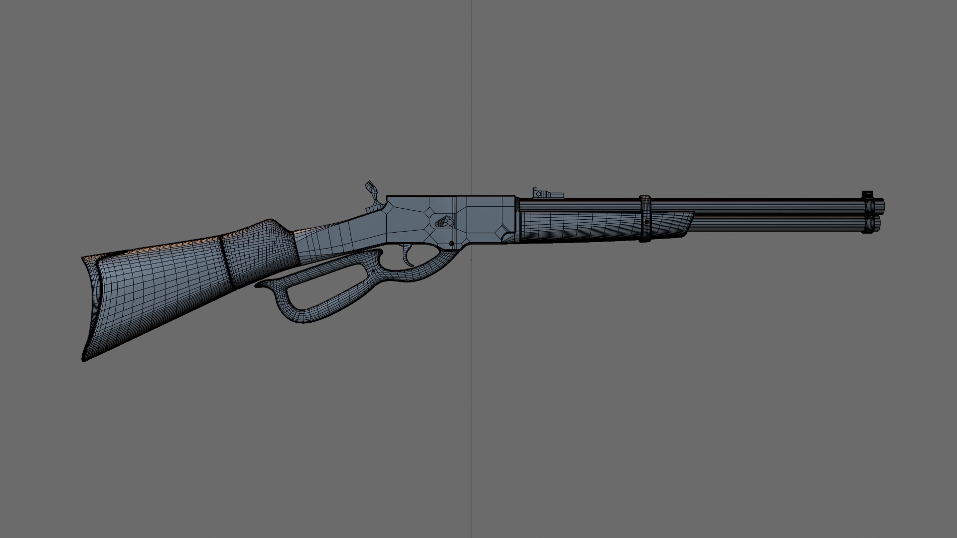 Lever action rifle Low-poly 3D model_5