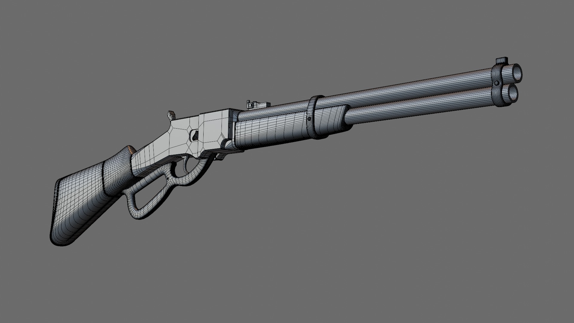 Lever action rifle Low-poly 3D model_7