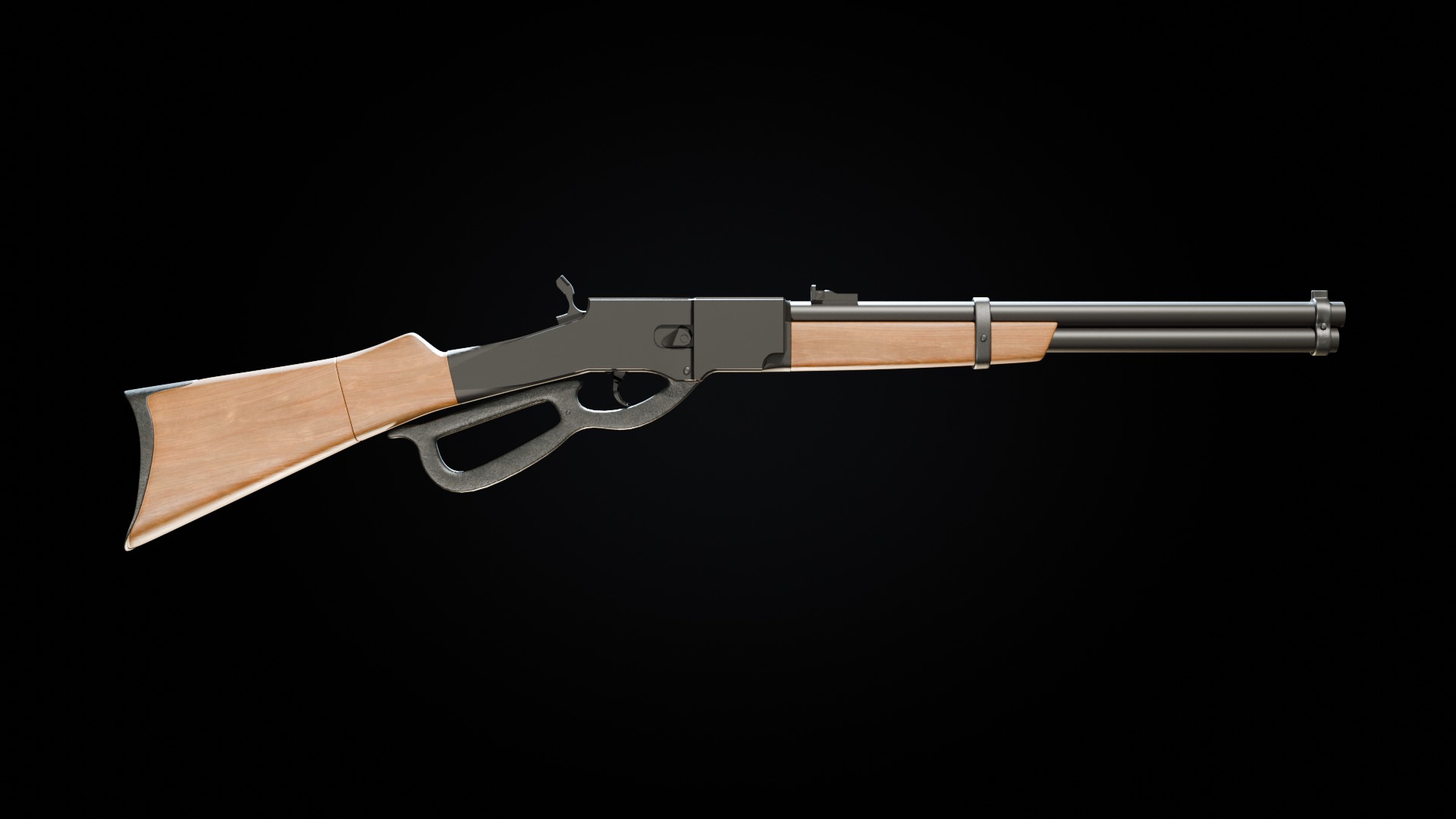 Lever action rifle Low-poly 3D model_1