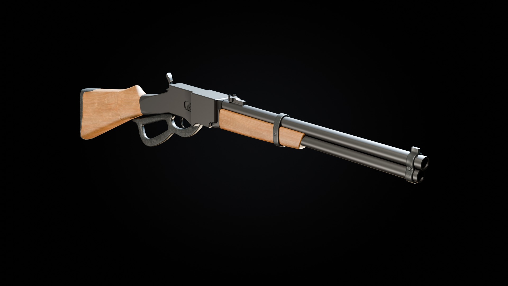 Lever action rifle Low-poly 3D model_2