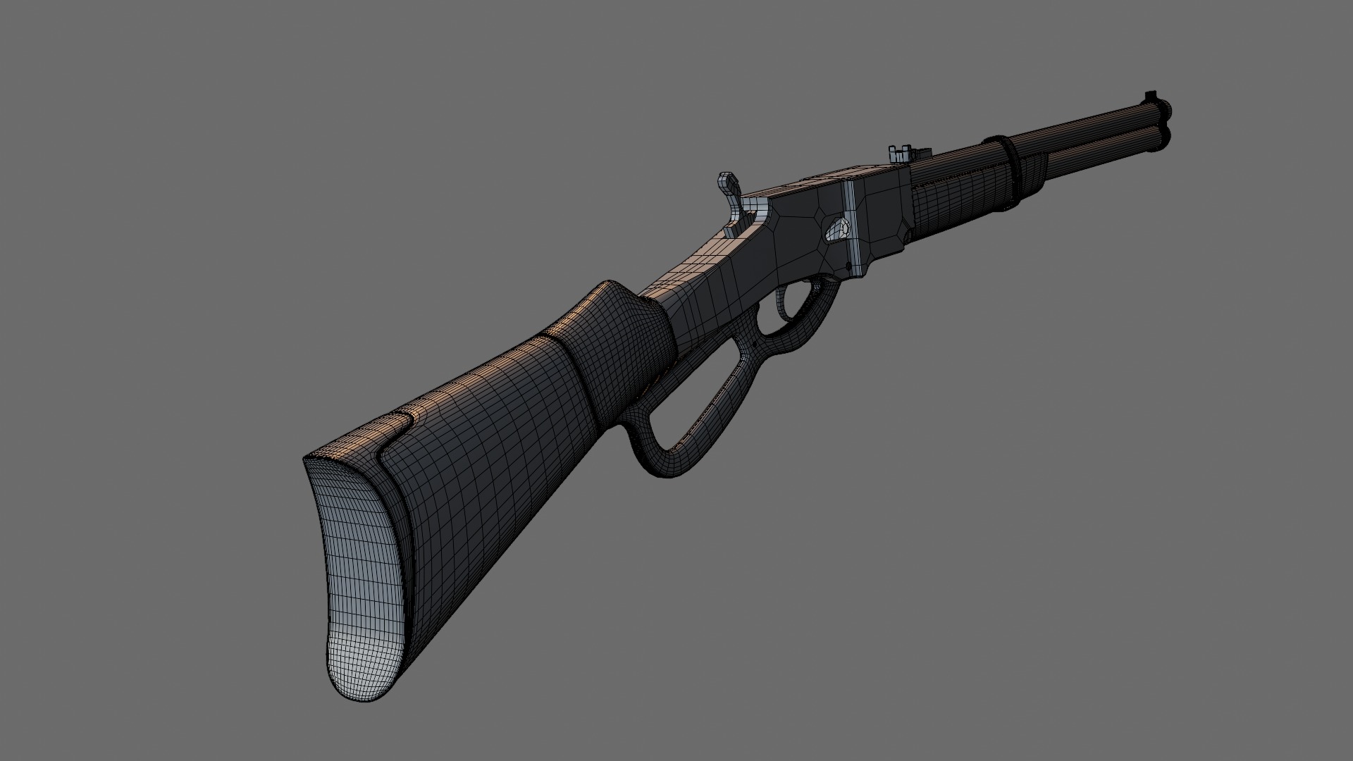 Lever action rifle Low-poly 3D model_9