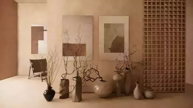 Decorative paintings and vases