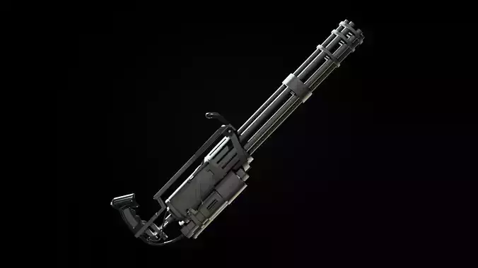 Minigun Low-poly 3D model