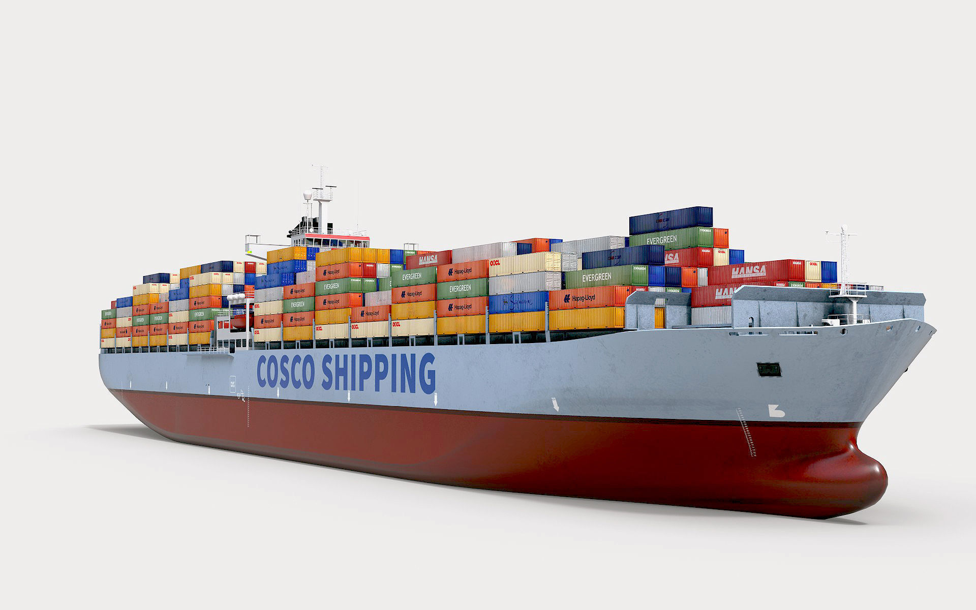 Cargo container ship 300m Low-poly 3D model