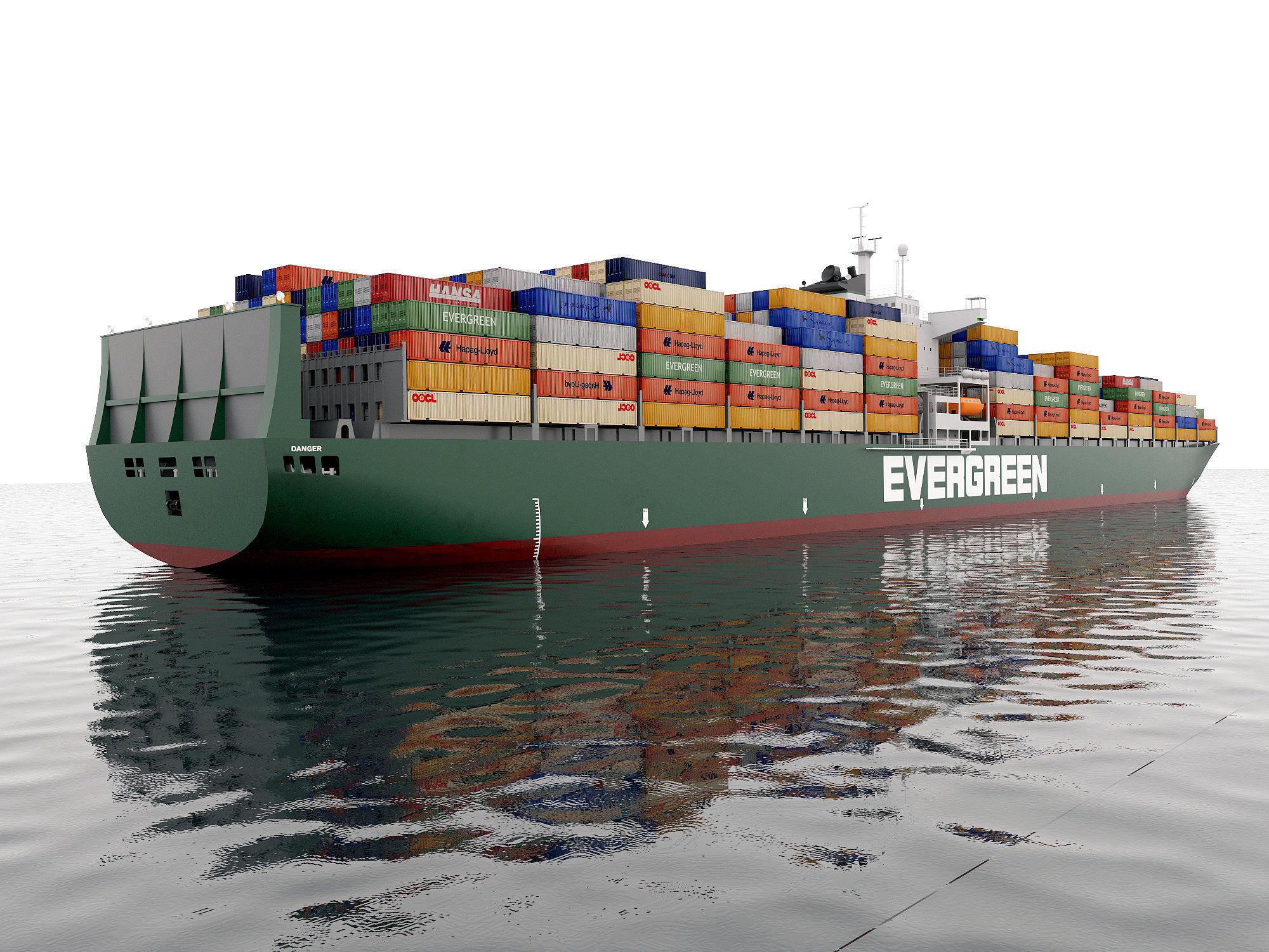 Cargo container ship 300m Low-poly 3D model_4