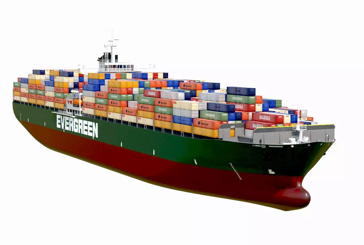 Cargo container ship 300m Low-poly 3D model_0