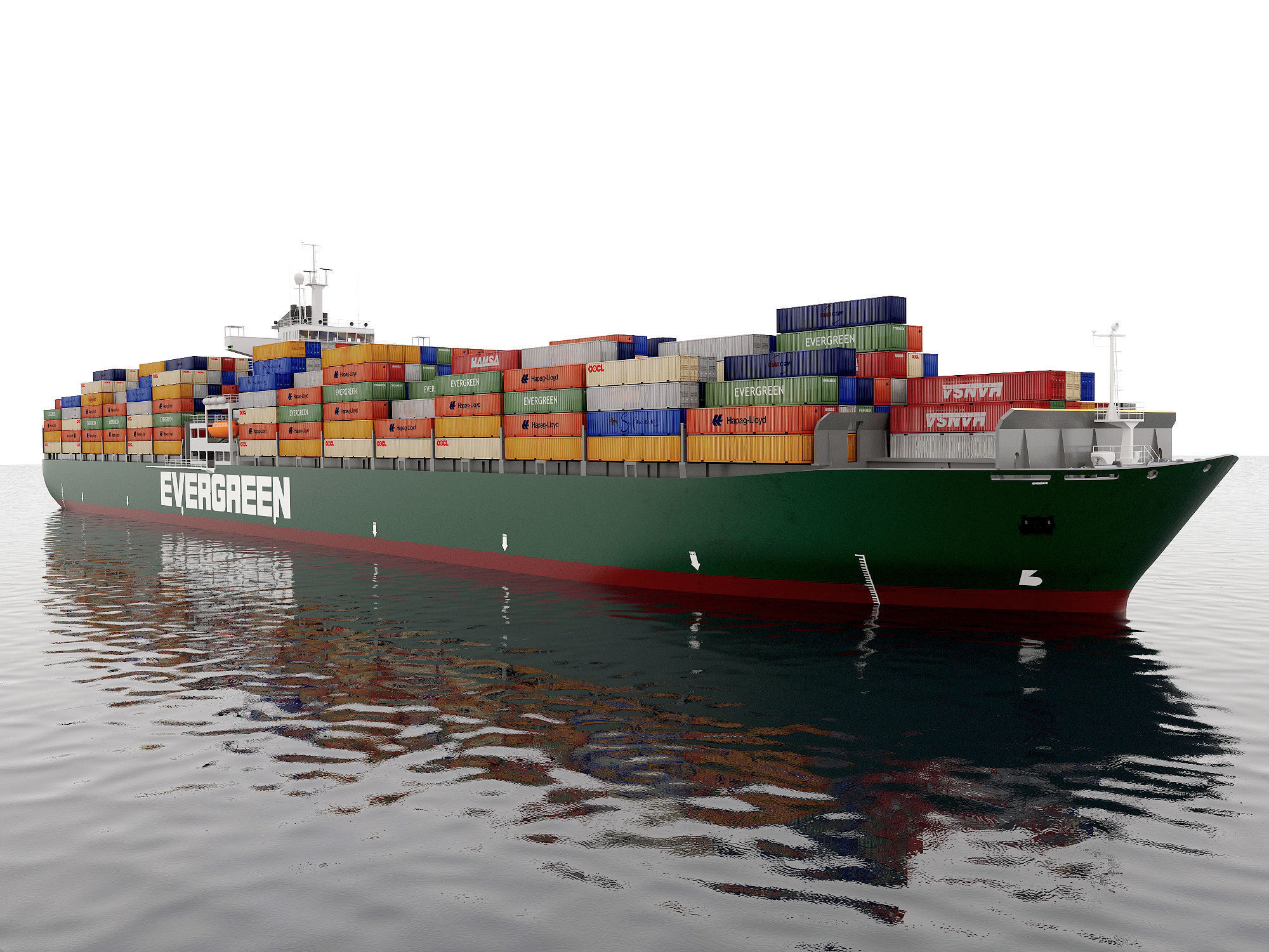 Cargo container ship 300m Low-poly 3D model_2