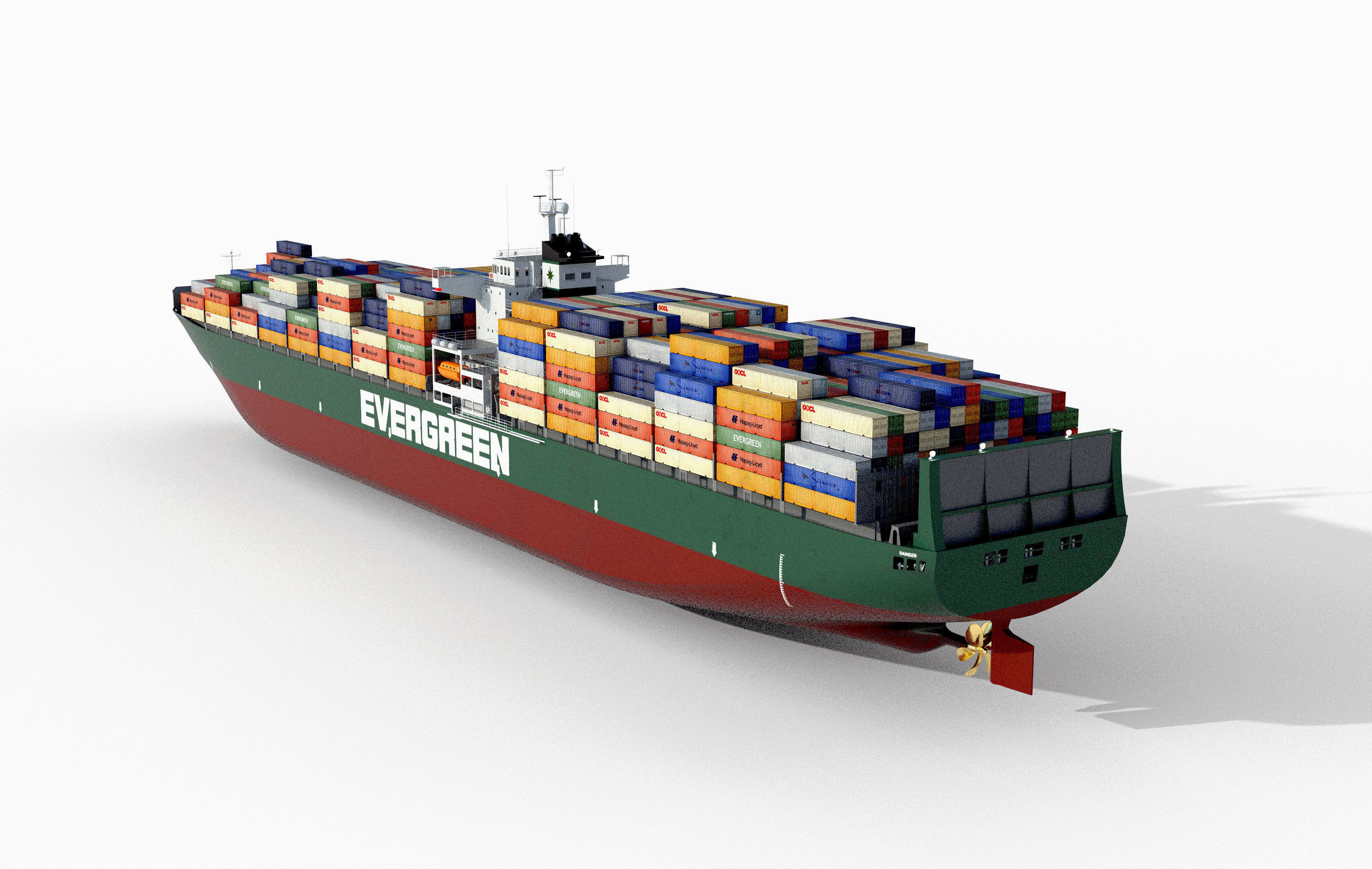 Cargo container ship 300m Low-poly 3D model_6