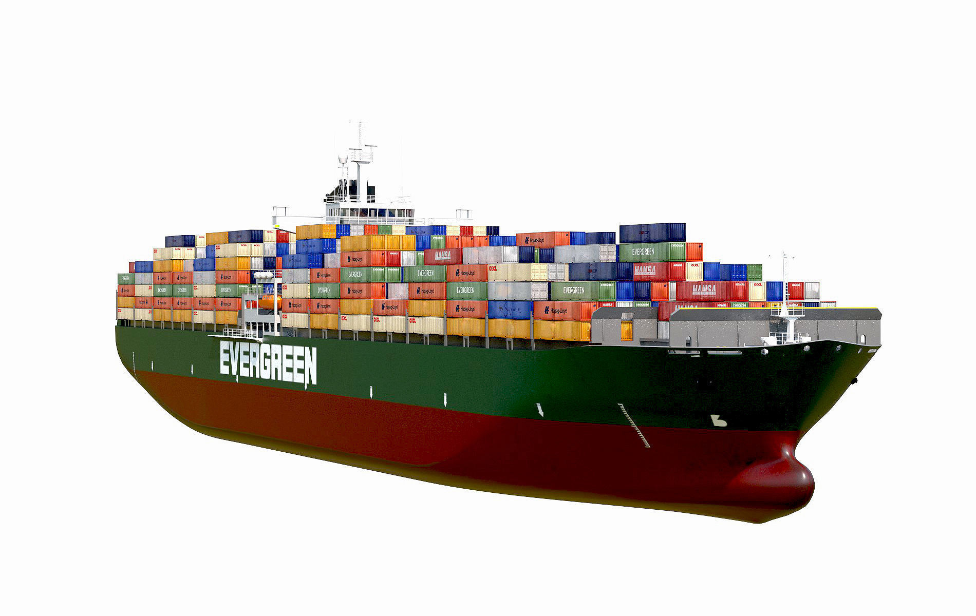 Cargo container ship 300m Low-poly 3D model_7