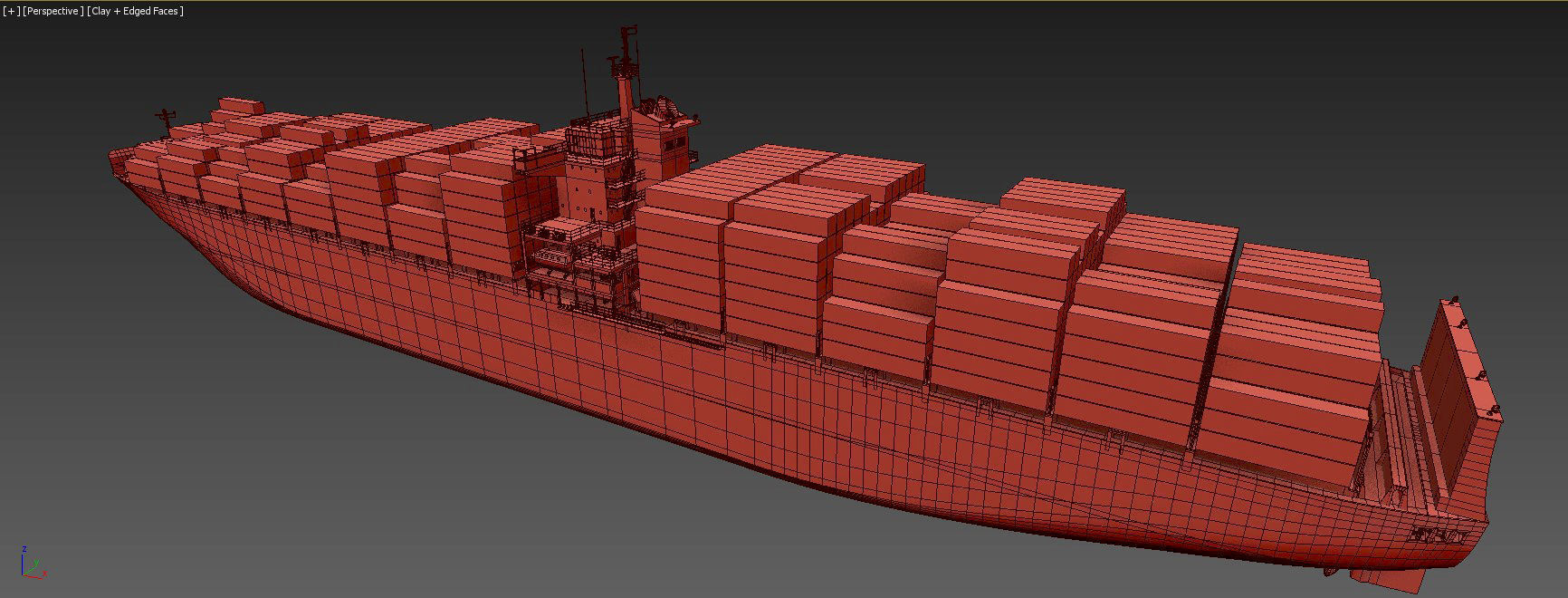 Cargo container ship 300m Low-poly 3D model_9