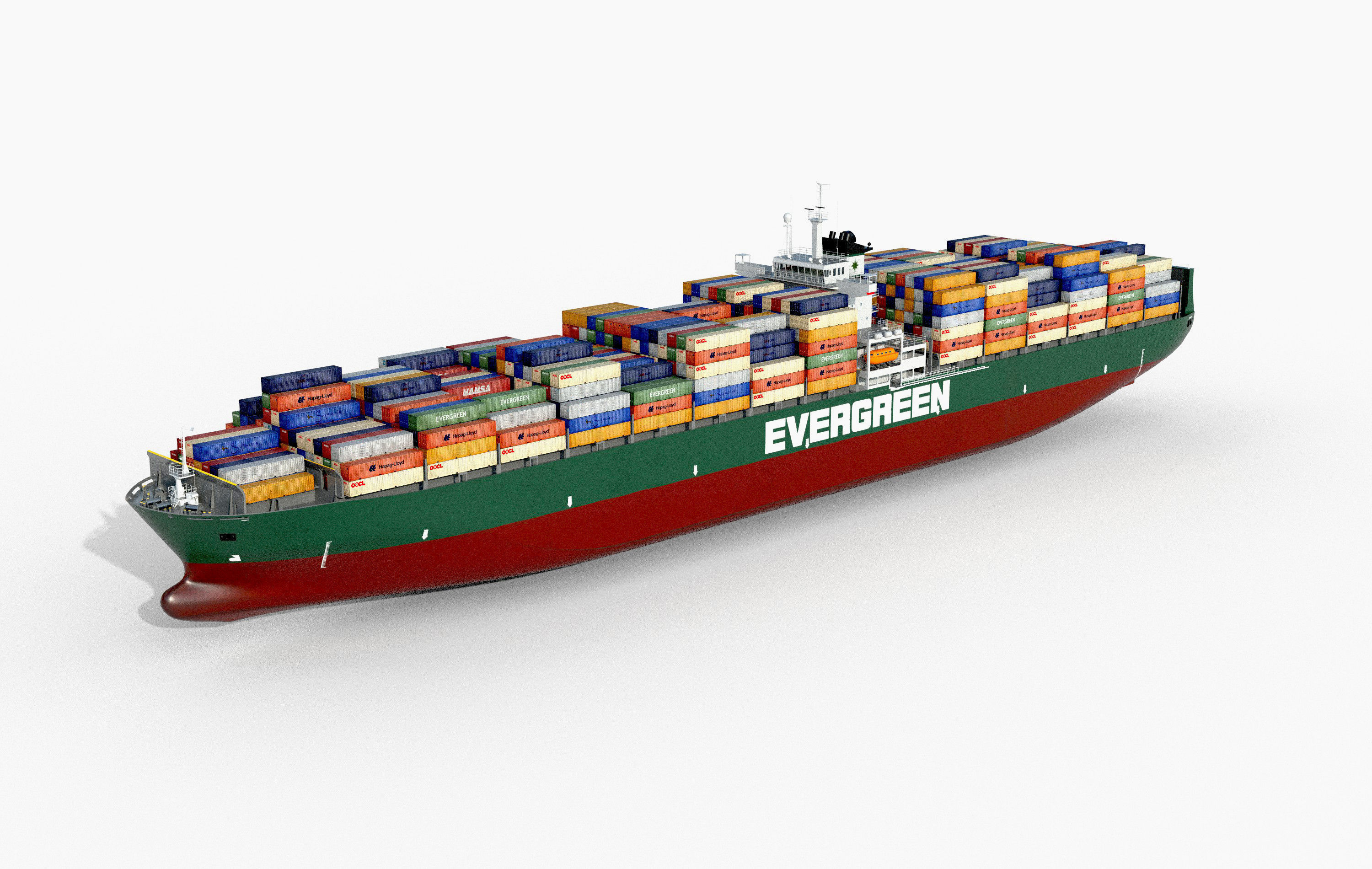 Cargo container ship 300m Low-poly 3D model_1