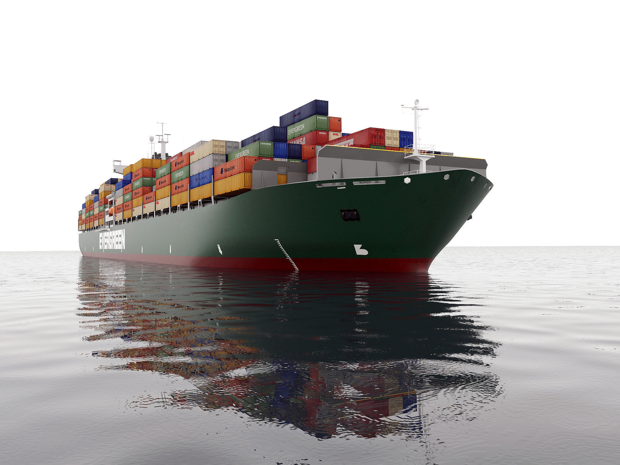 Cargo container ship 300m Low-poly 3D model_3