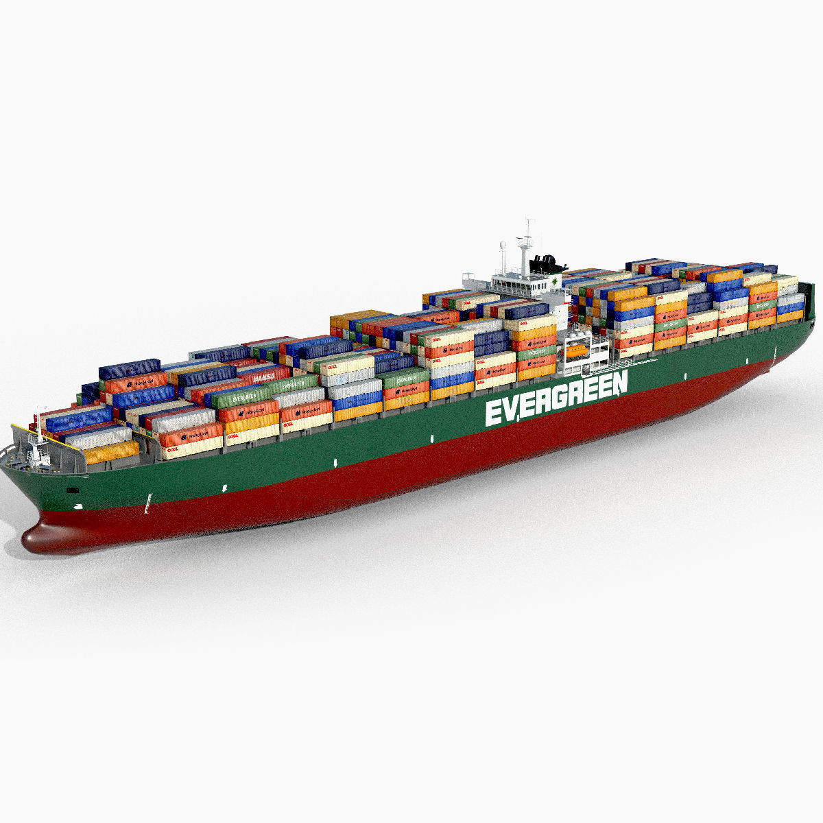 Cargo container ship 300m Low-poly 3D model_8