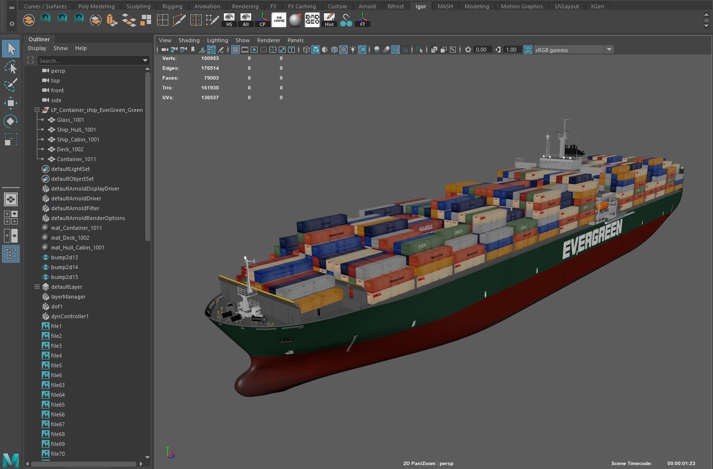 Cargo container ship 300m Low-poly 3D model_16