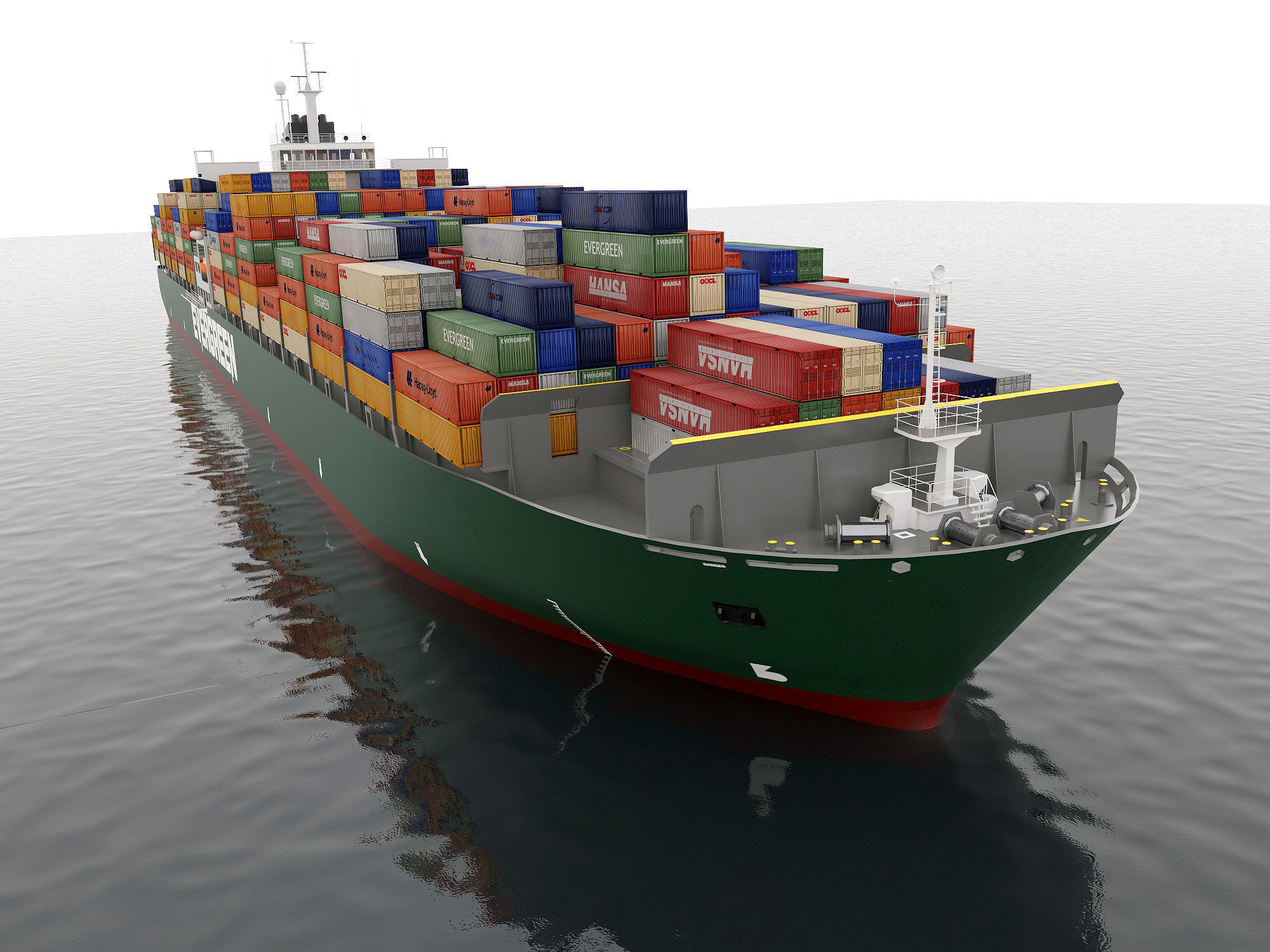 Cargo container ship 300m Low-poly 3D model_5