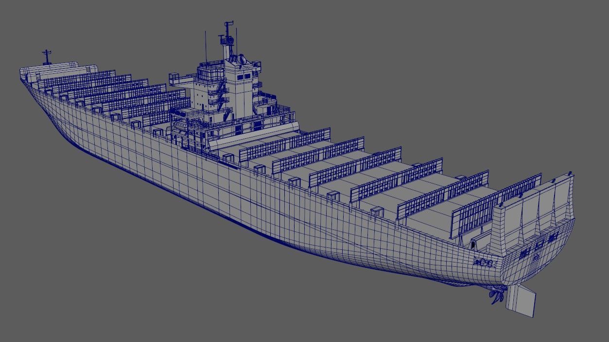 Cargo container ship 300m Low-poly 3D model_13