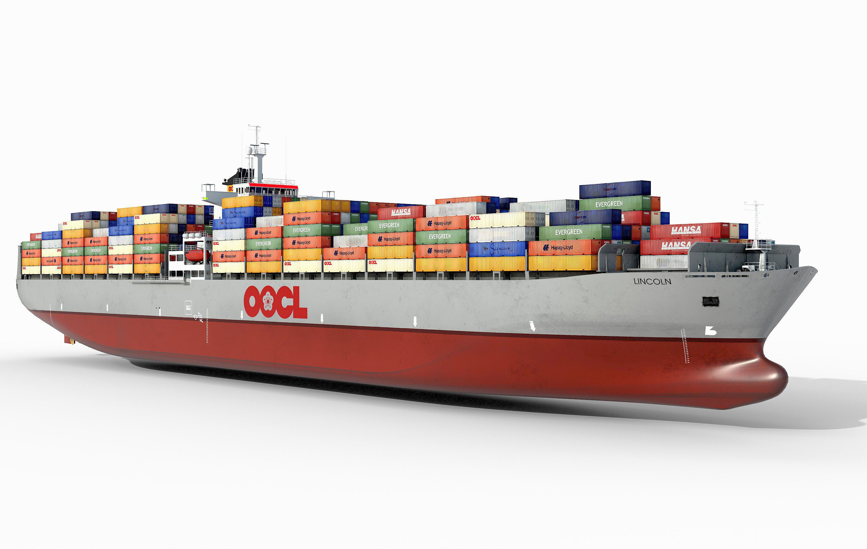 Cargo container ship 300m Low-poly 3D model_12