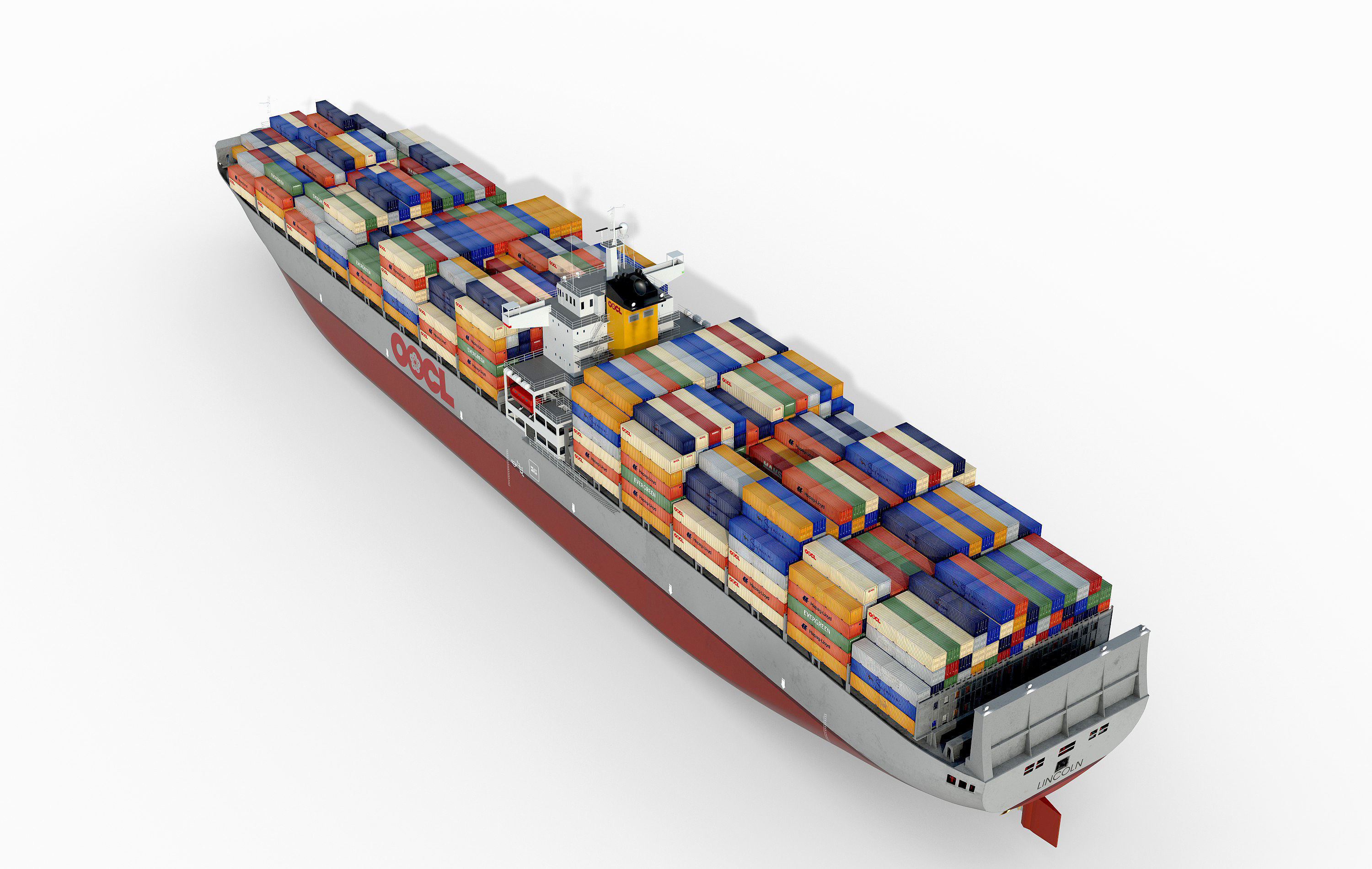 Cargo container ship 300m Low-poly 3D model_15