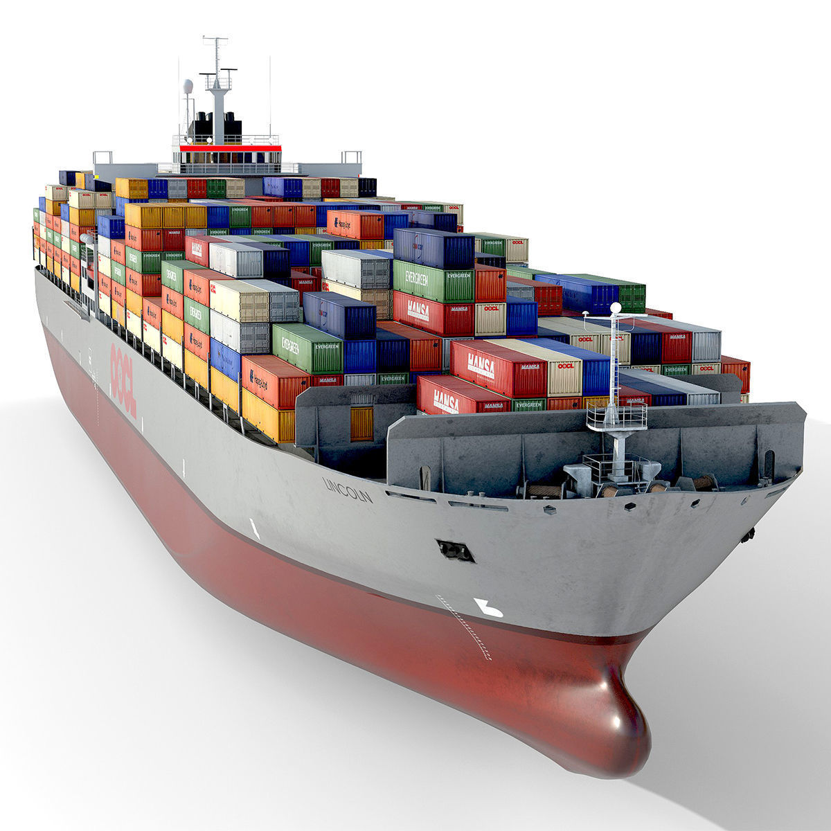 Cargo container ship 300m Low-poly 3D model_1