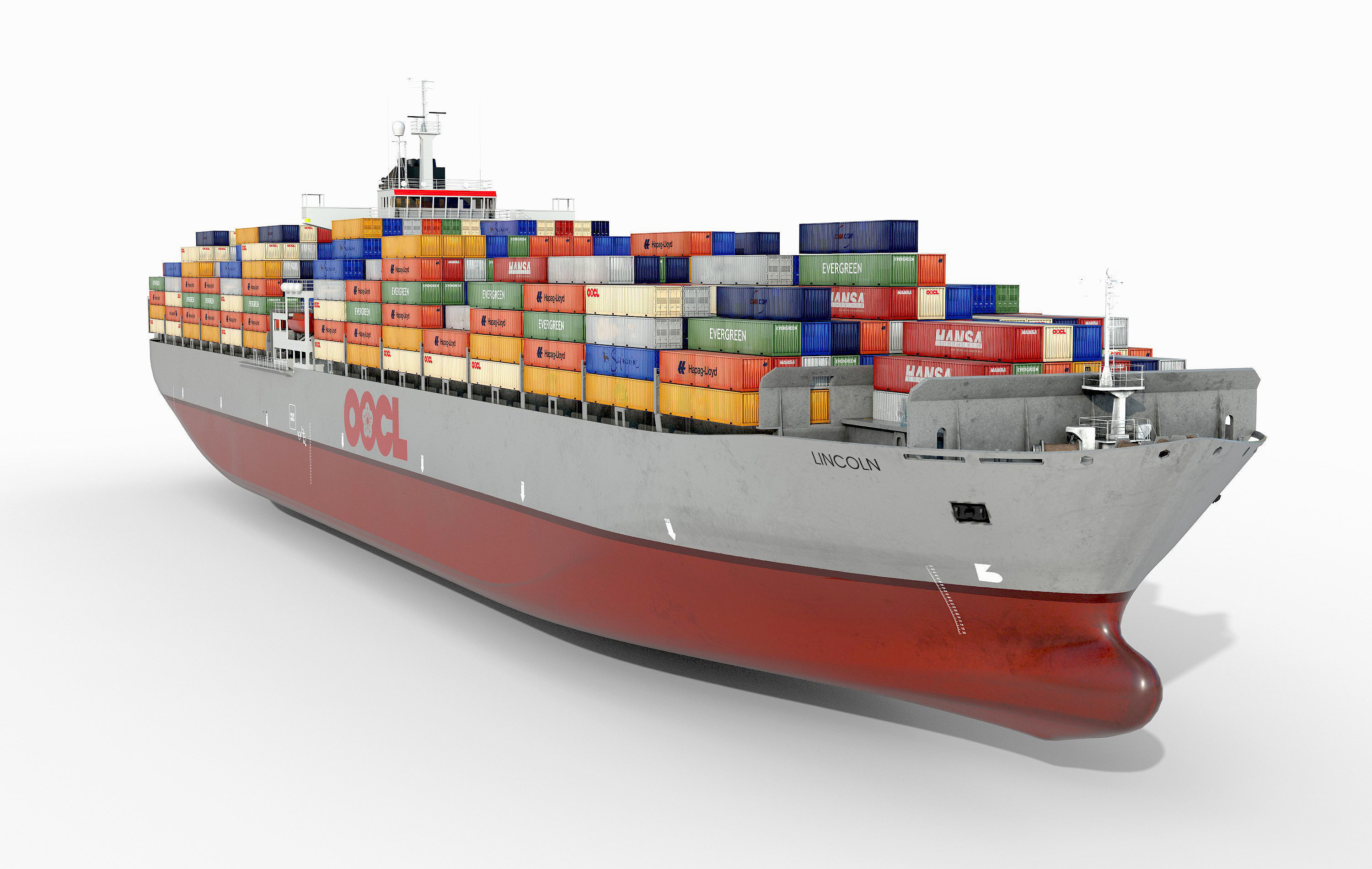 Cargo container ship 300m Low-poly 3D model_11