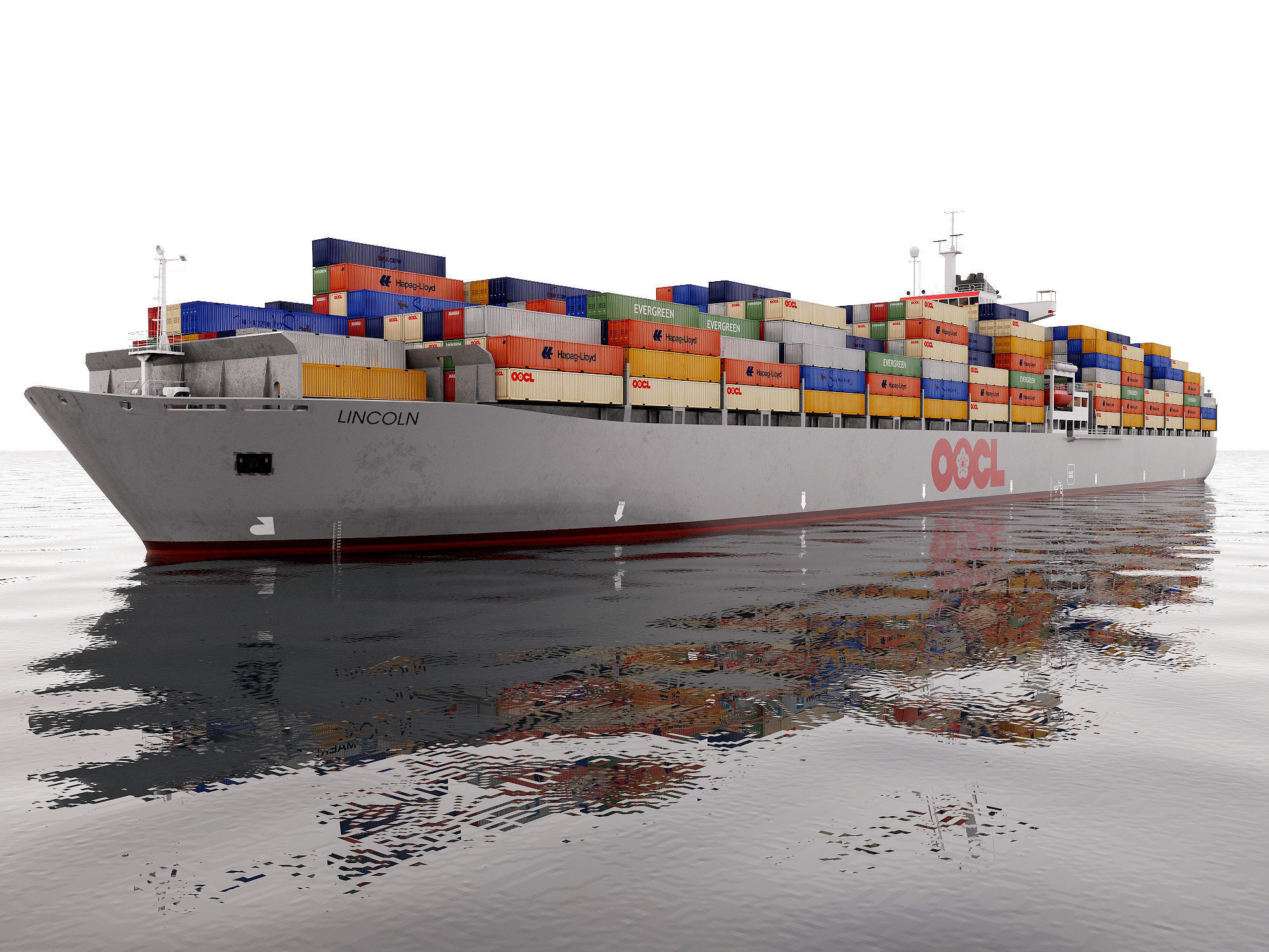 Cargo container ship 300m Low-poly 3D model_6