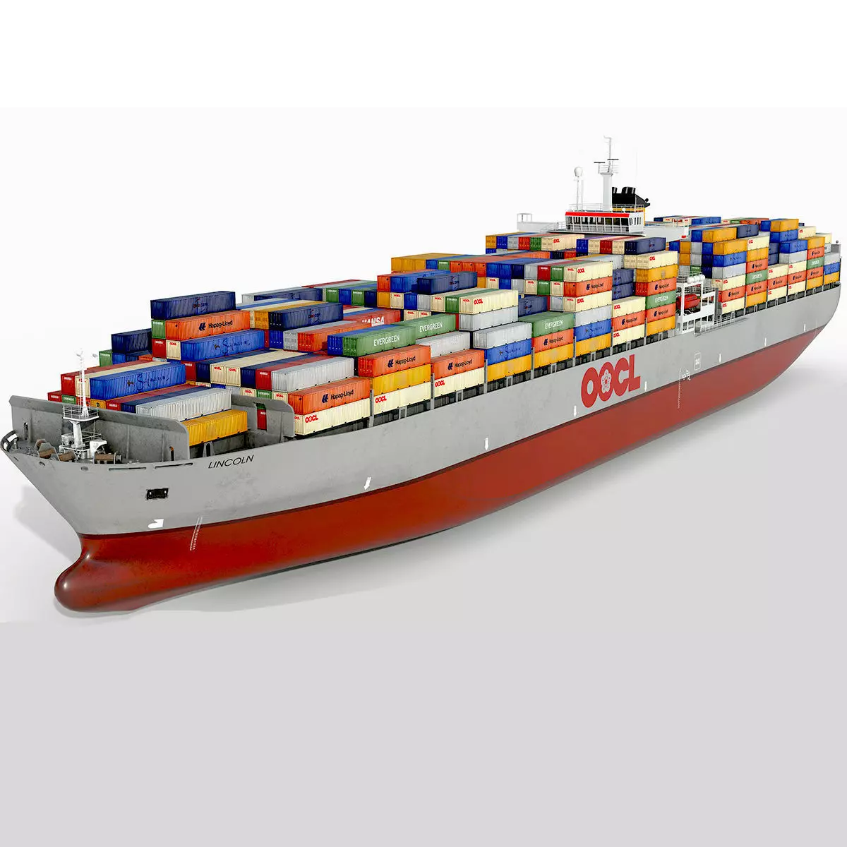 Cargo container ship 300m Low-poly 3D model_0