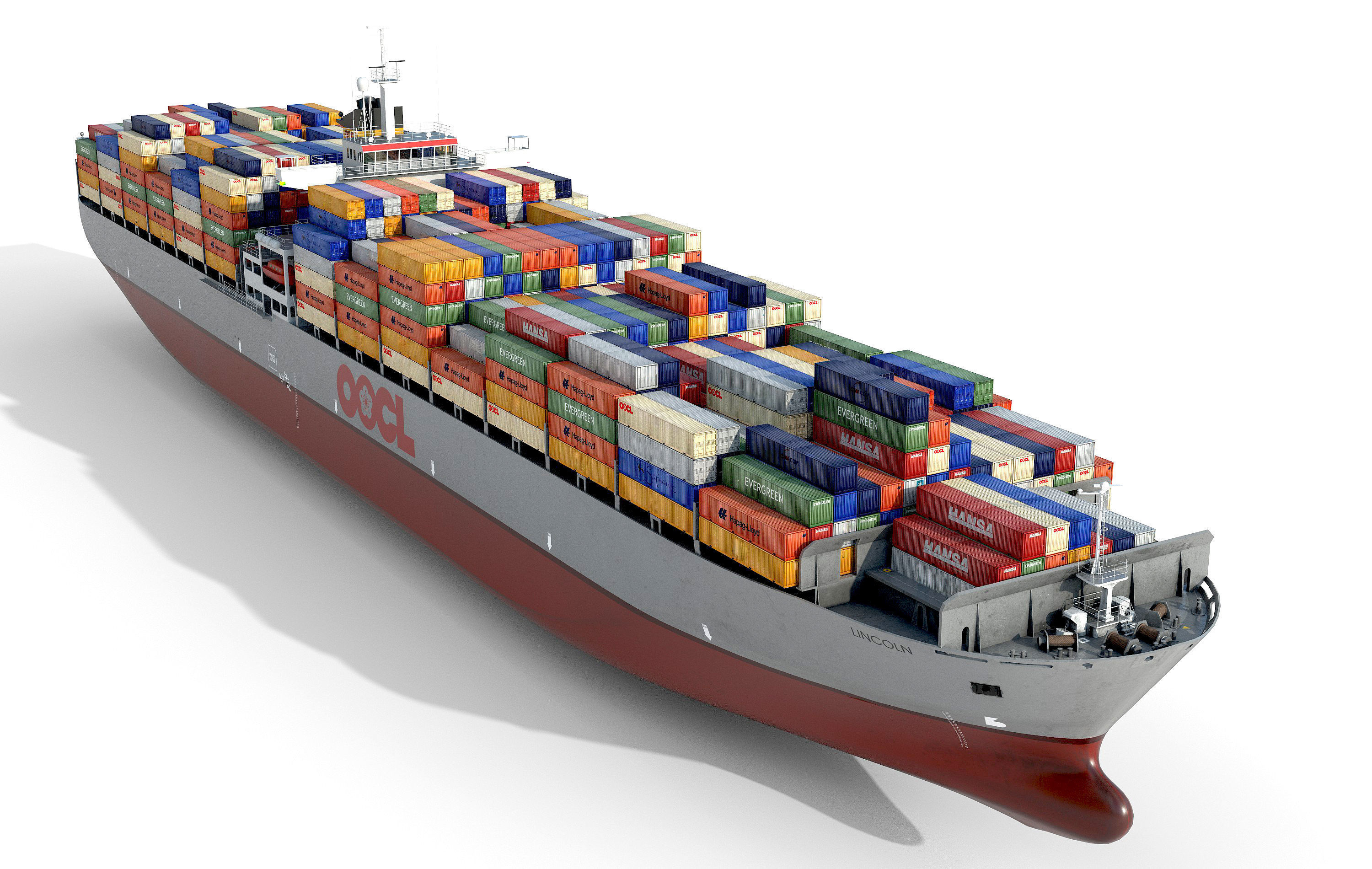 Cargo container ship 300m Low-poly 3D model_4
