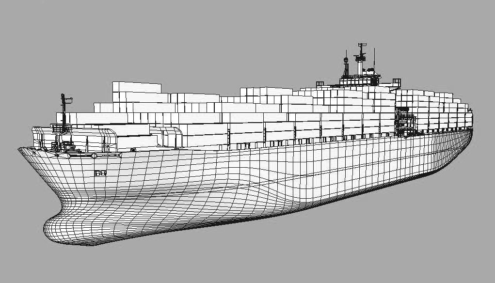Cargo container ship 300m Low-poly 3D model_3