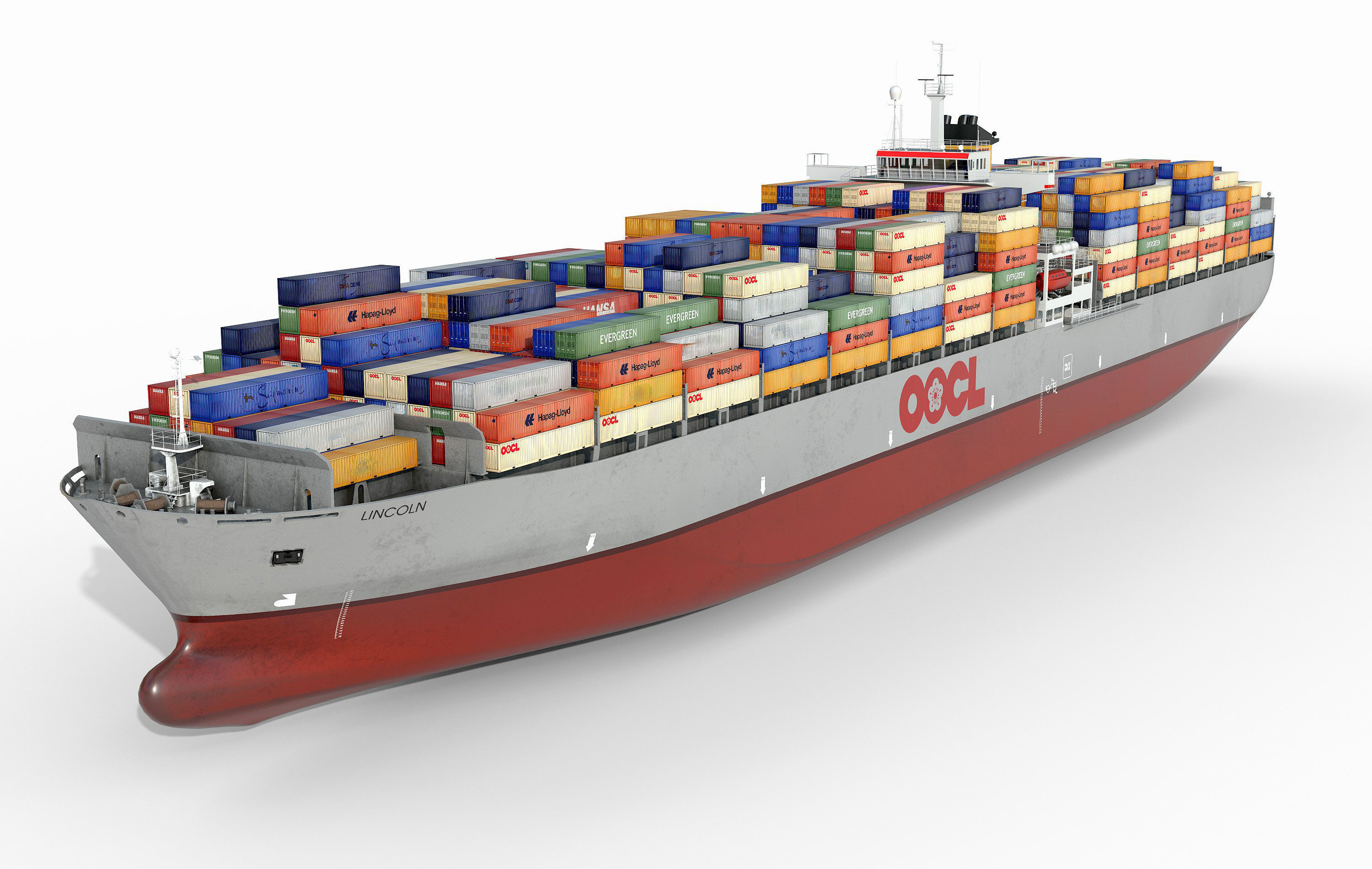 Cargo container ship 300m Low-poly 3D model_13