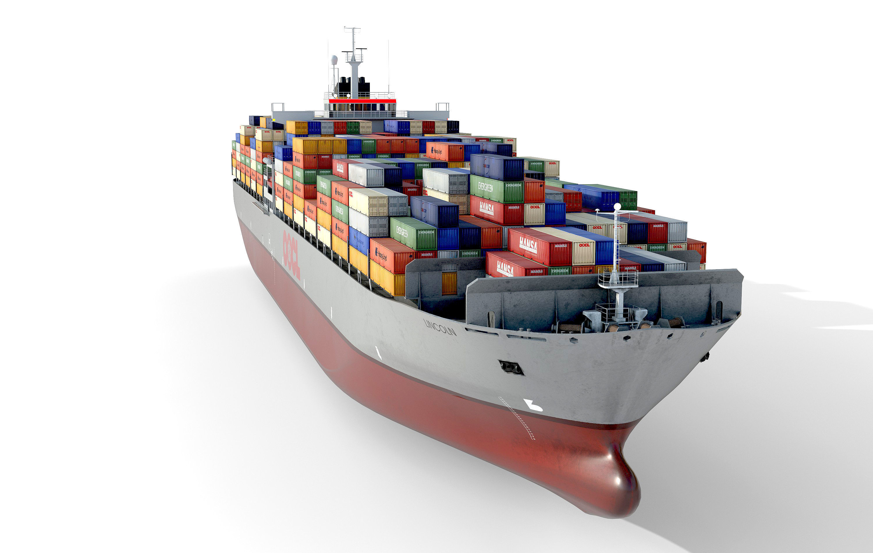 Cargo container ship 300m Low-poly 3D model_10