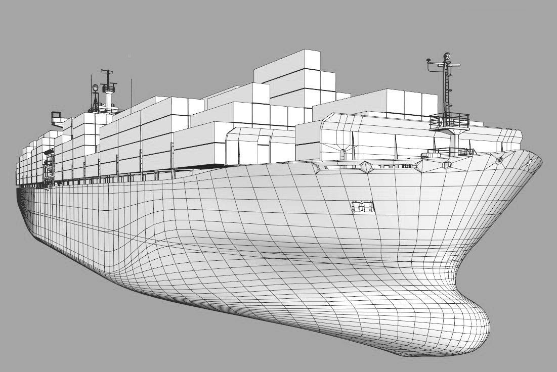 Cargo container ship 300m Low-poly 3D model_2