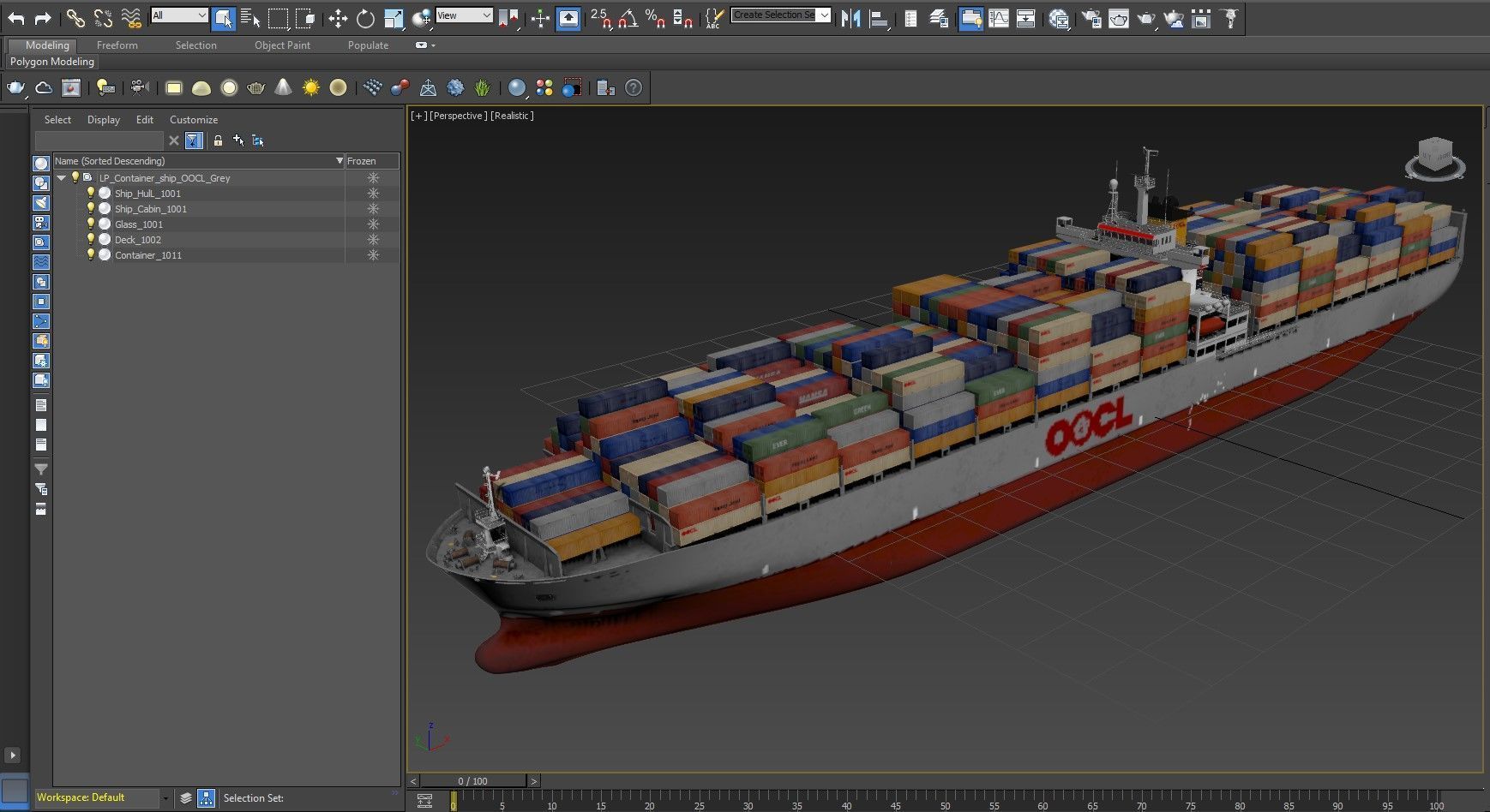 Cargo container ship 300m Low-poly 3D model_17