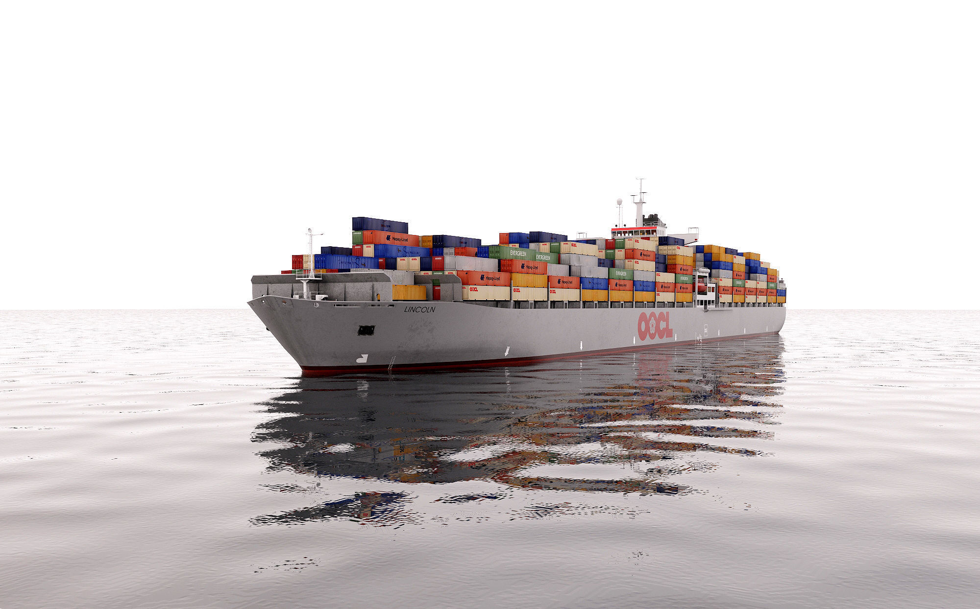 Cargo container ship 300m Low-poly 3D model_5
