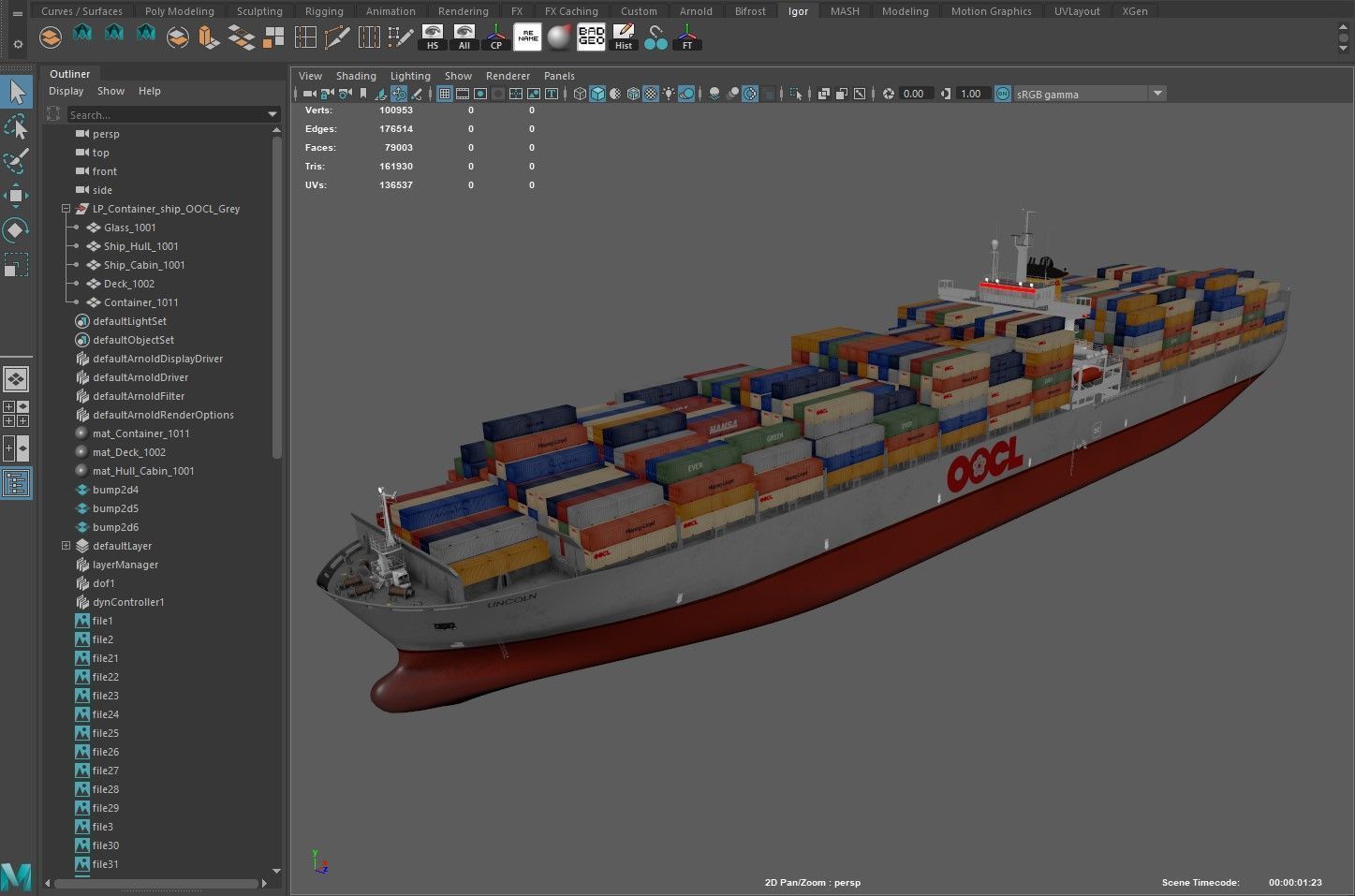 Cargo container ship 300m Low-poly 3D model_18