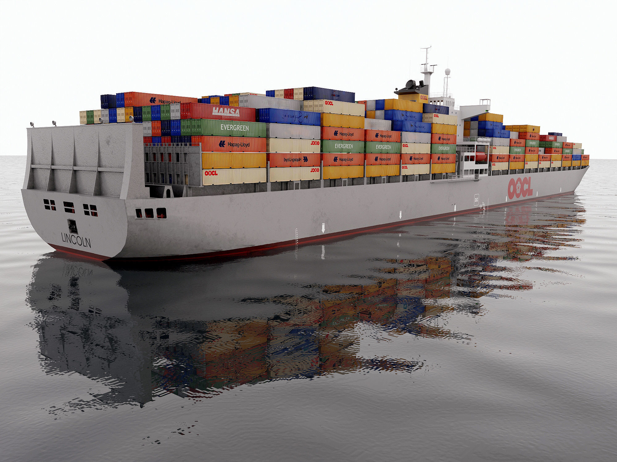 Cargo container ship 300m Low-poly 3D model_8